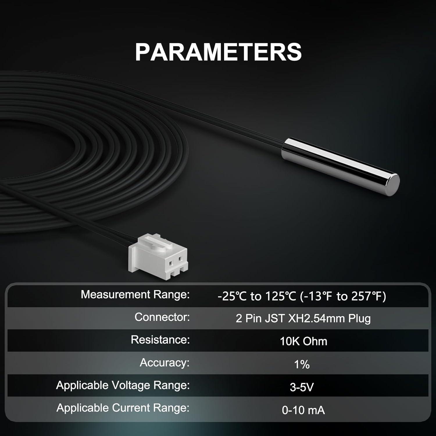 imageDROK 10K Temperature Sensor Probe 5pcs 1 Meter Waterproof Temp Sensor Probe Stainless Steel 3950 NTC Temp Sensor Probe Digital Temperature Transmitter Extension Cable3Meter98ft