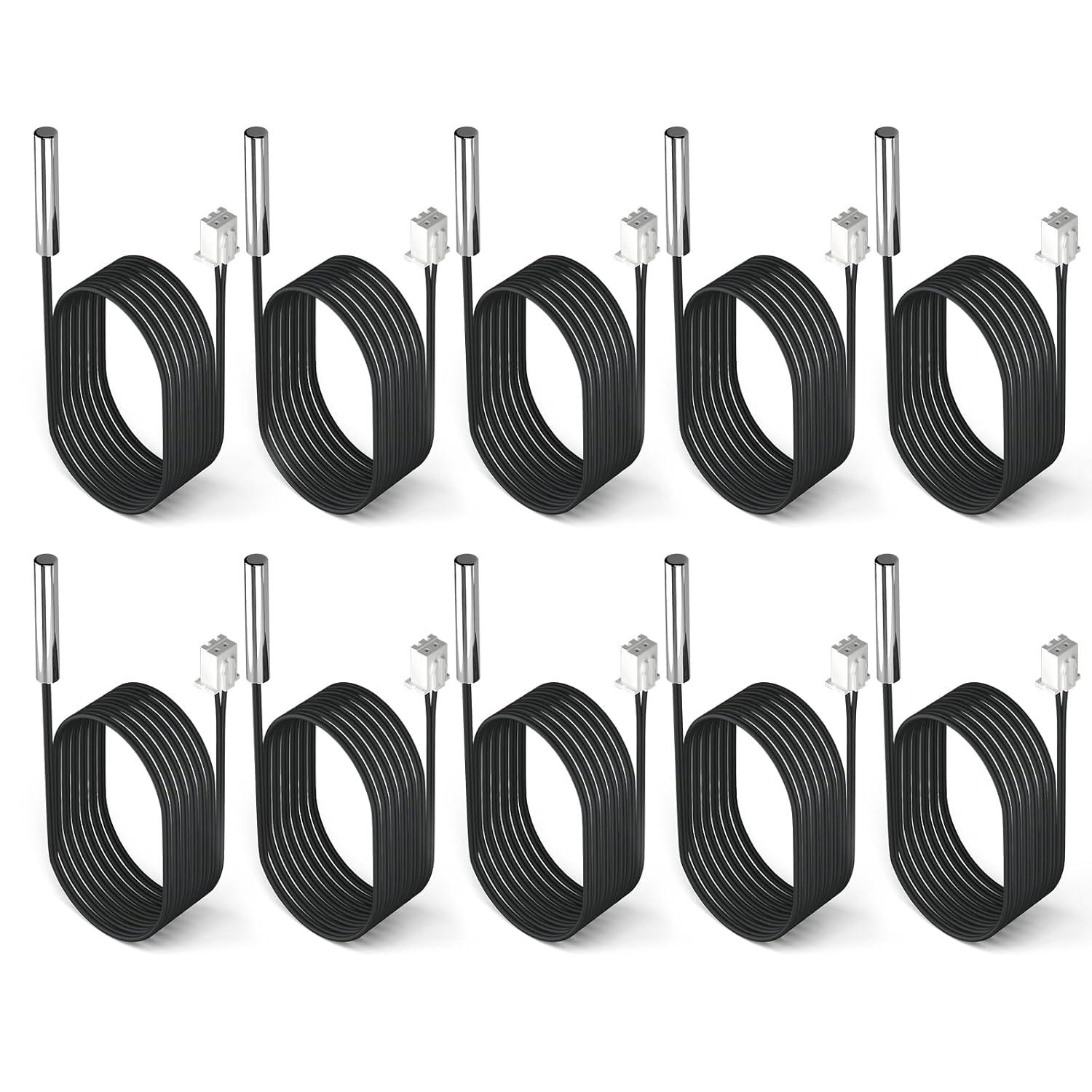 imageDROK 10K Temperature Sensor Probe 5pcs 1 Meter Waterproof Temp Sensor Probe Stainless Steel 3950 NTC Temp Sensor Probe Digital Temperature Transmitter Extension Cable1Meter328ft