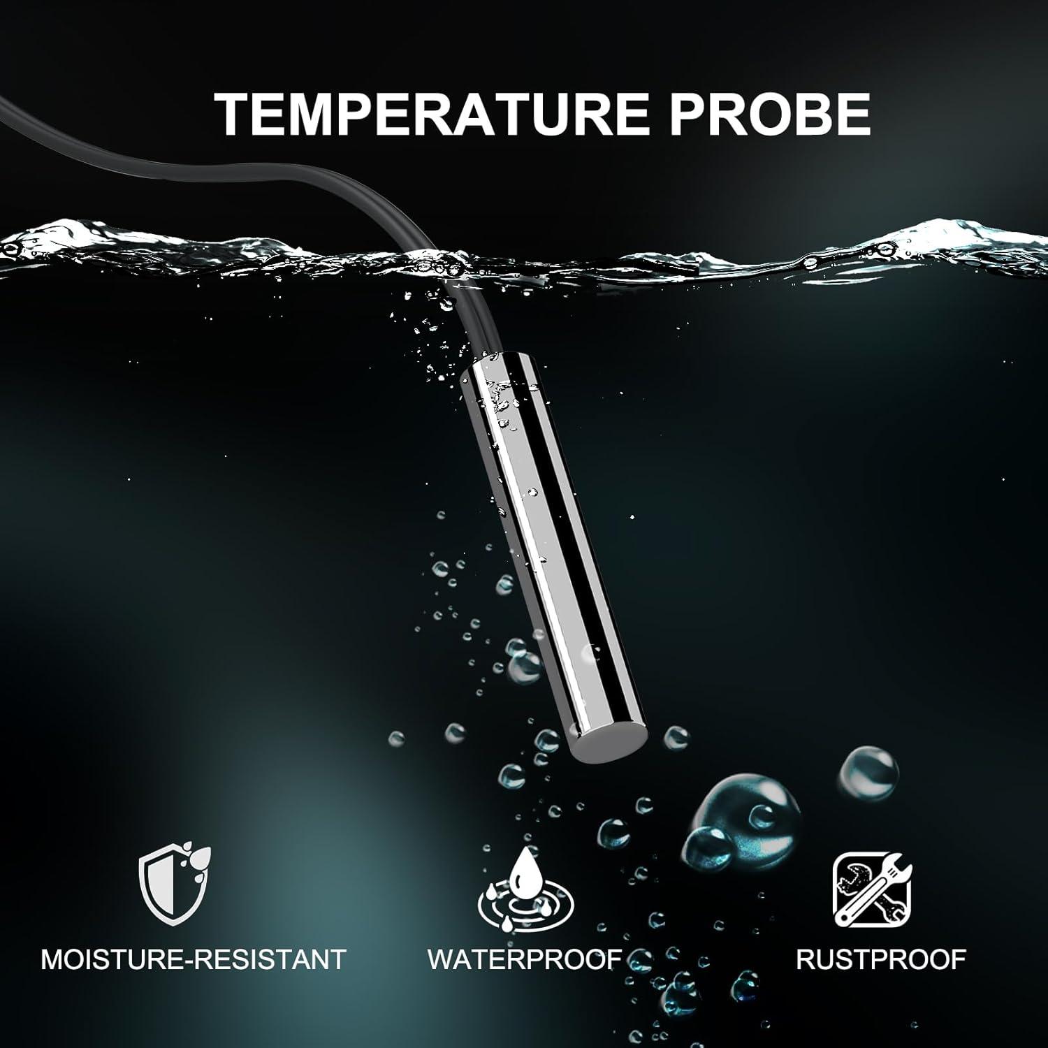imageDROK 10K Temperature Sensor Probe 5pcs 1 Meter Waterproof Temp Sensor Probe Stainless Steel 3950 NTC Temp Sensor Probe Digital Temperature Transmitter Extension Cable3Meter98ft