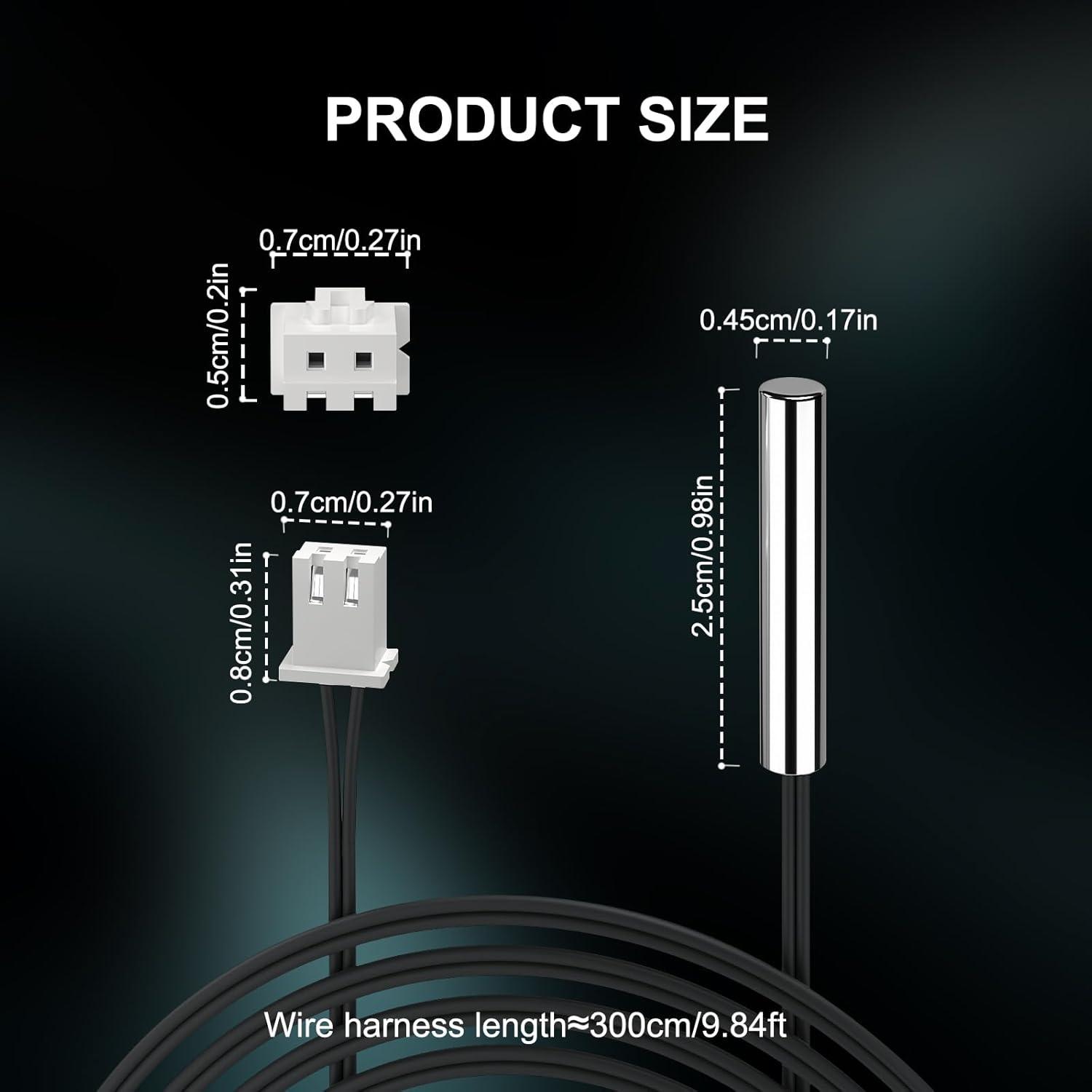 imageDROK 10K Temperature Sensor Probe 5pcs 1 Meter Waterproof Temp Sensor Probe Stainless Steel 3950 NTC Temp Sensor Probe Digital Temperature Transmitter Extension Cable3Meter98ft