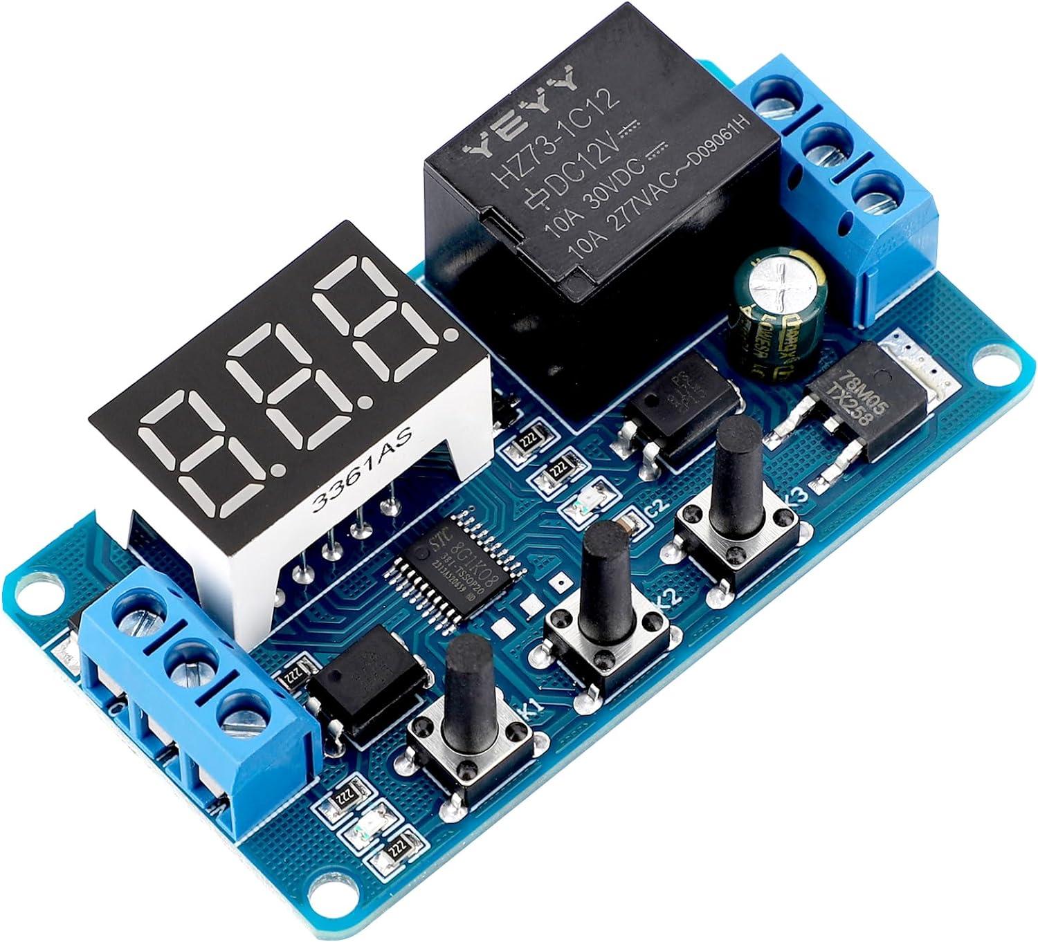 imageDROK 12V Timer Relay LED Display 4Mode OnOff Automotive Time Delay Relay Electric Delay Timer Switch 01s to 999min2pcs