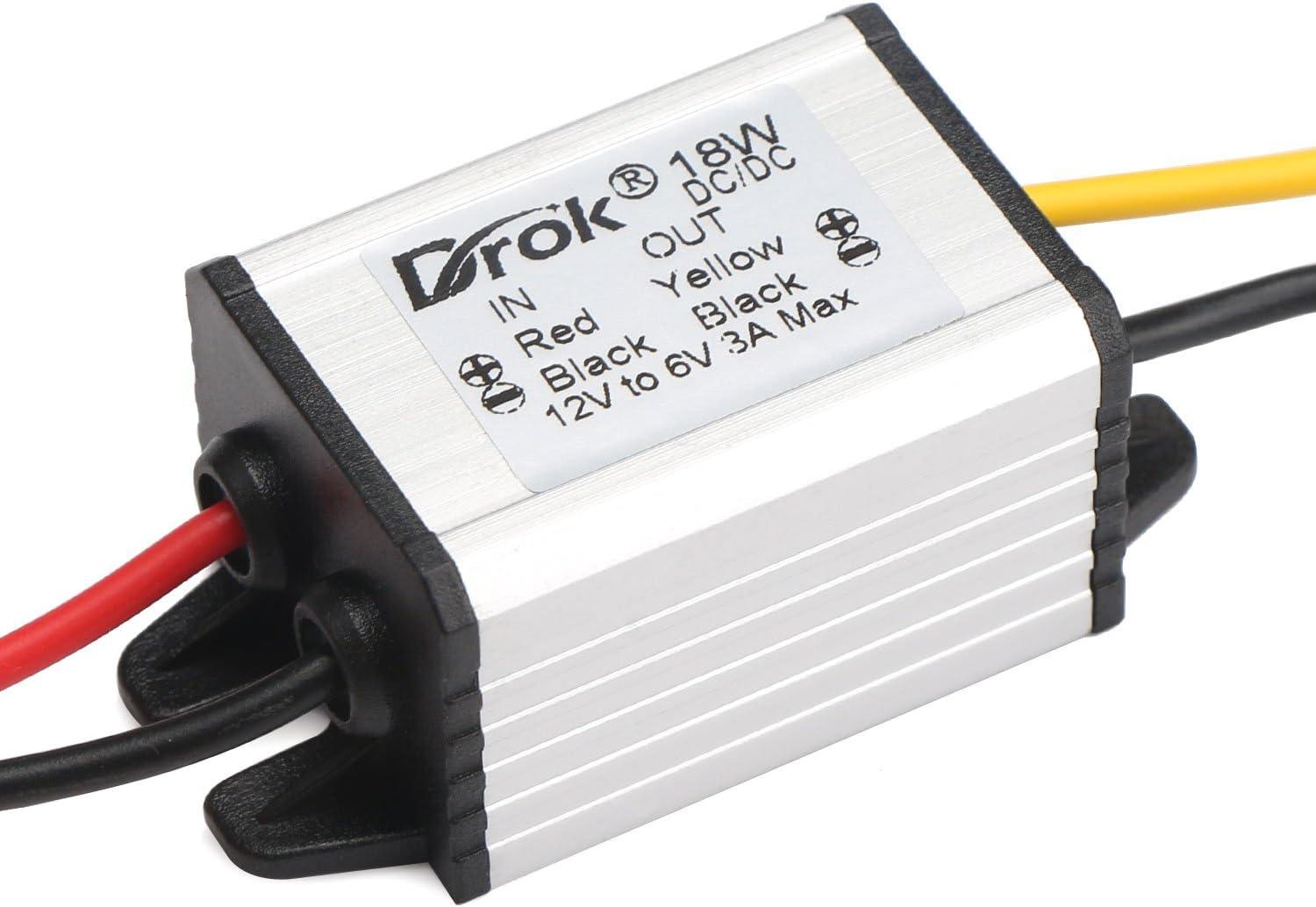 imageDROK 12v to 37v Buck Converter DC 835V to 37V 3A 11W Voltage Regulator Board Power Supply Module 5V 6V 9V 12V 24V Waterproof Car Volt Step Down Buck Converter12V6V Converter