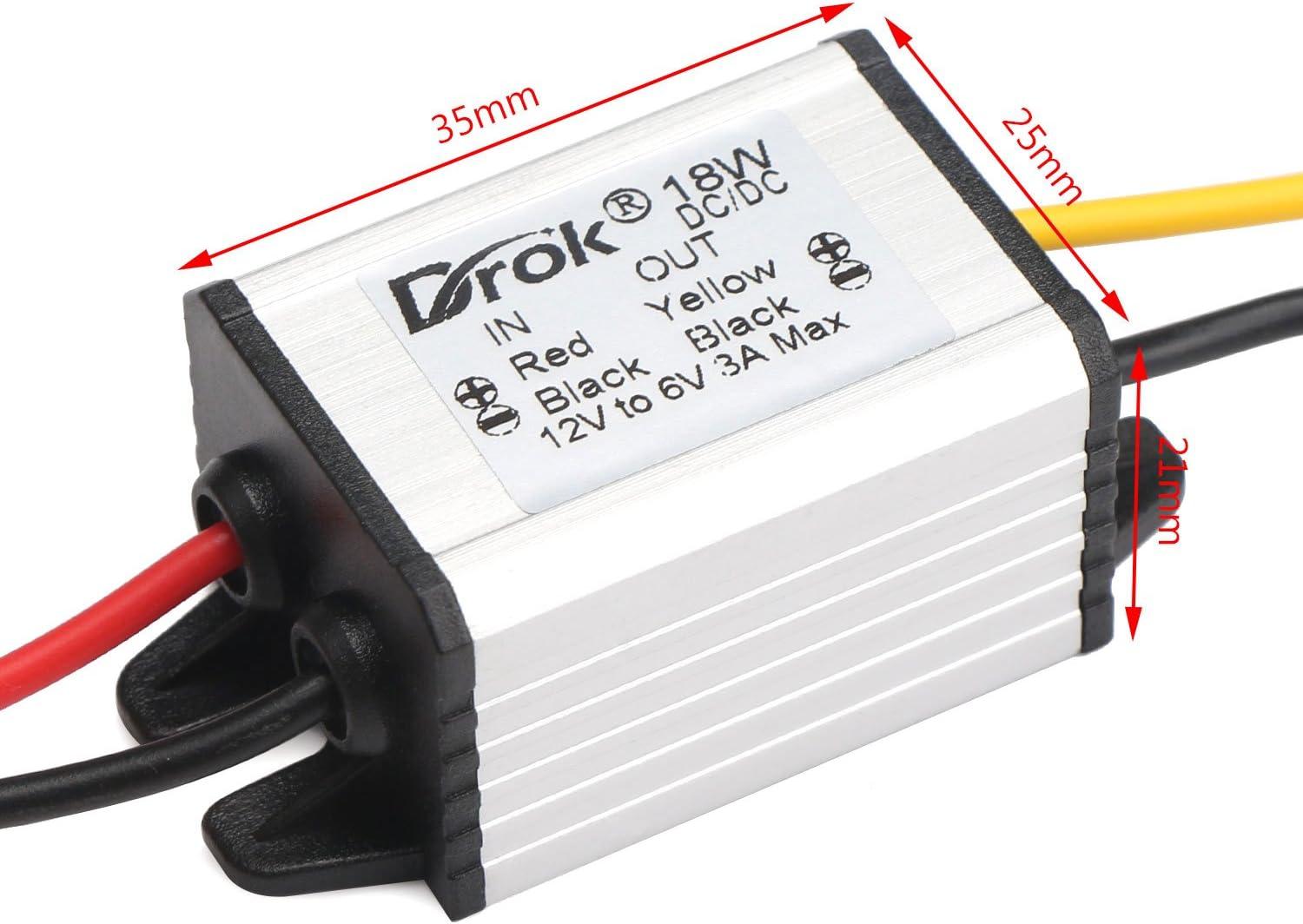 imageDROK 12v to 37v Buck Converter DC 835V to 37V 3A 11W Voltage Regulator Board Power Supply Module 5V 6V 9V 12V 24V Waterproof Car Volt Step Down Buck Converter12V6V Converter
