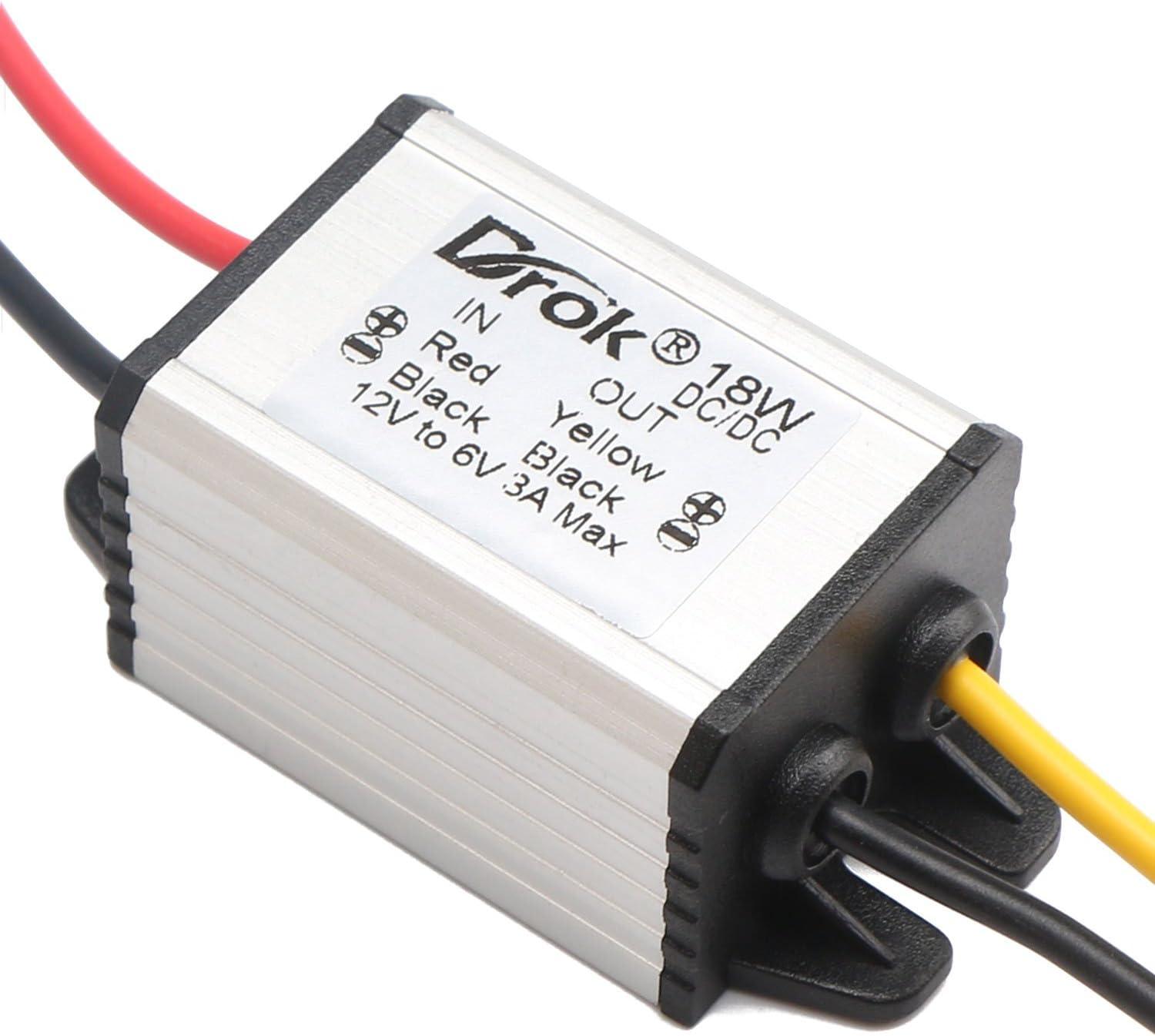 imageDROK 12v to 37v Buck Converter DC 835V to 37V 3A 11W Voltage Regulator Board Power Supply Module 5V 6V 9V 12V 24V Waterproof Car Volt Step Down Buck Converter12V6V Converter