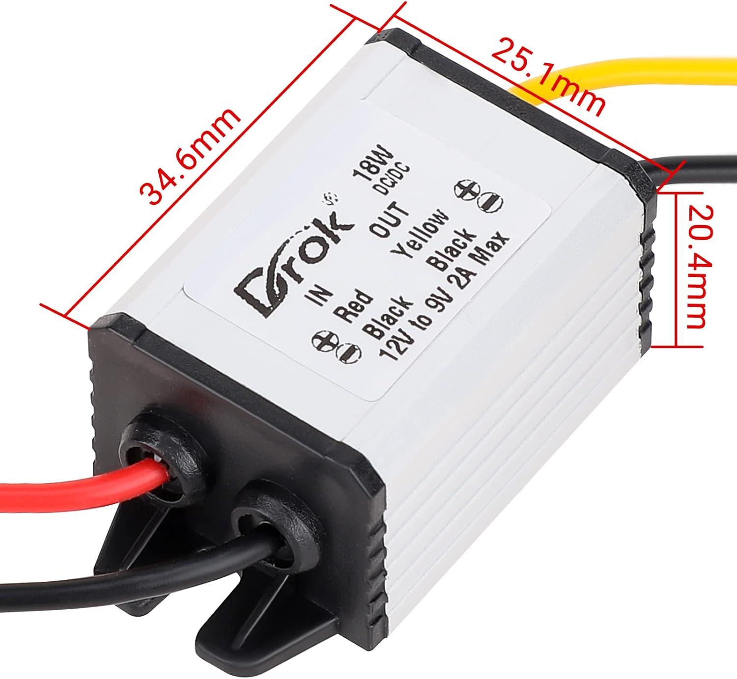 imageDROK 12v to 37v Buck Converter DC 835V to 37V 3A 11W Voltage Regulator Board Power Supply Module 5V 6V 9V 12V 24V Waterproof Car Volt Step Down Buck Converter24V12V to 9V