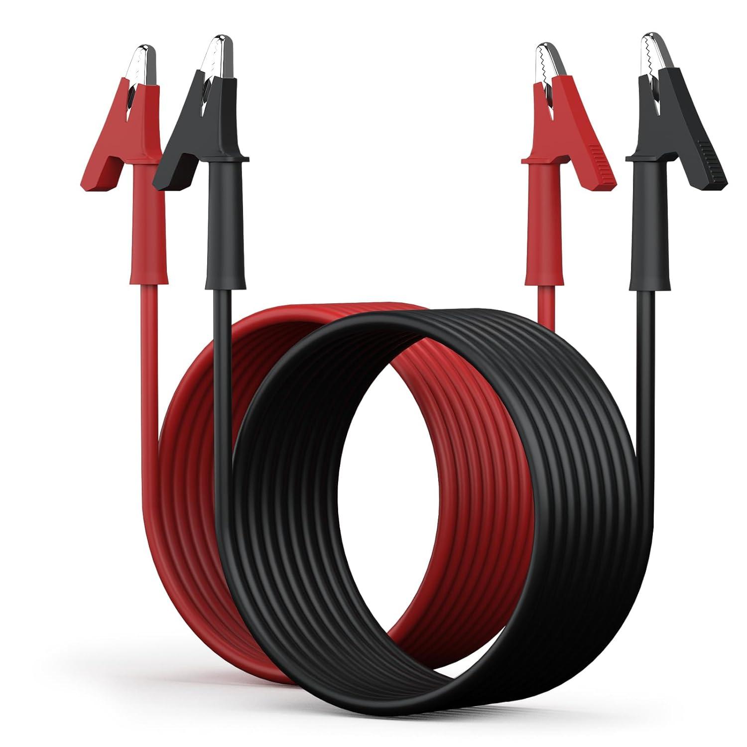 imageDROK 14 AWG Test Leads with Alligator Clips  Pack of 2 Multimeter Alligator Clips with Wires 19A 50cm 14 Gauge WireBlack and Red