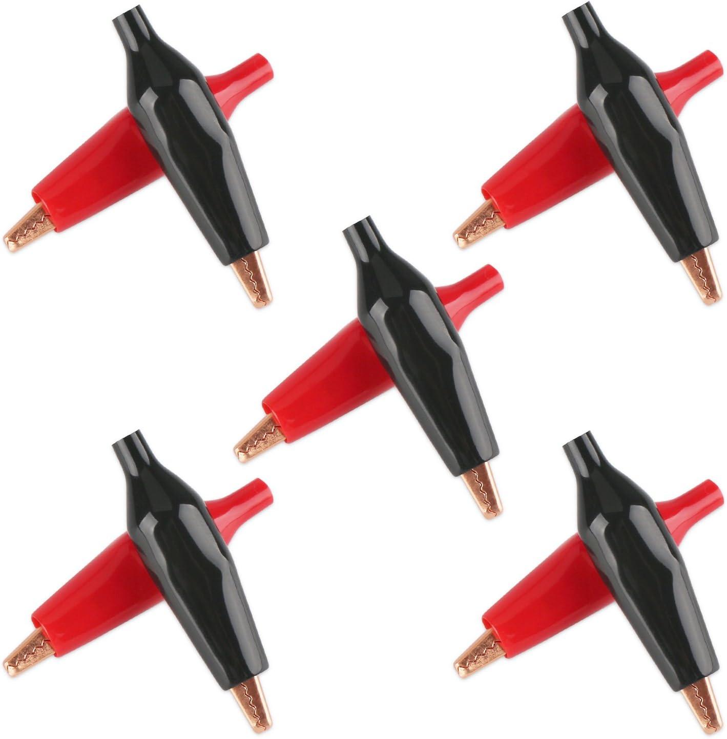 imageDROK 20pcs Insulated Alligator Clips Electrical Large  177 inch45mm 10A Pure Copper Alligator Clips for Multimeter17745mm