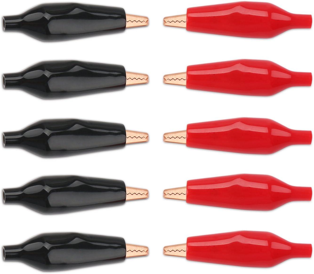 imageDROK 20pcs Insulated Alligator Clips Electrical Large  177 inch45mm 10A Pure Copper Alligator Clips for Multimeter17745mm