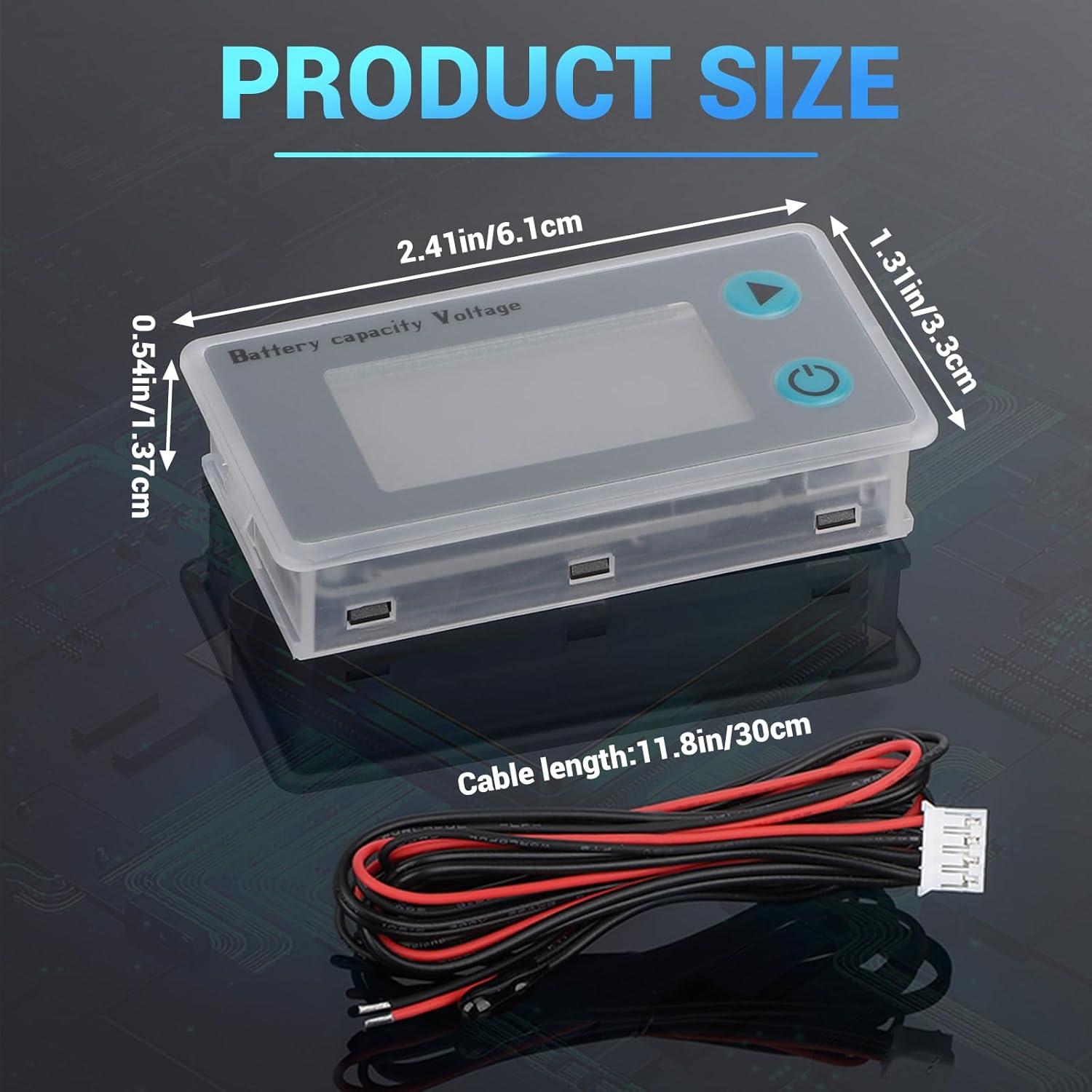 imageDROK 2pcs 12V Battery Capacity Monitor 10100V 24V 36V 48V Digital Battery Status Tester Meter Remaining Percentage Level Voltage Power Indicator Panel Gauge for Marine RV Fahrenheit TemperaturGrey