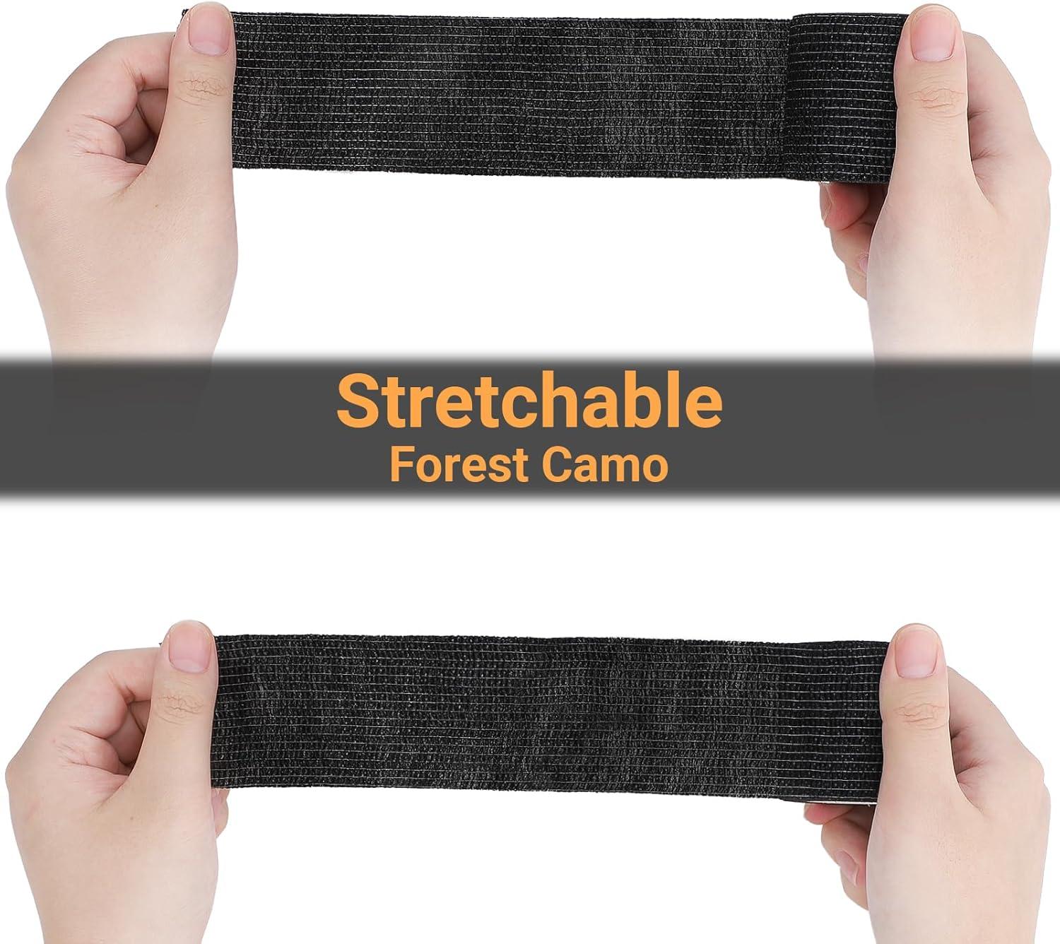 imageDROK 410 Roll Camo Tape Wrap Camouflage SelfAdhesive Camo Stick Bandage for Outdoor Sports Climbing Camping 23in x 1476ft for Range Finder Camera Flashlight BicycleBlack