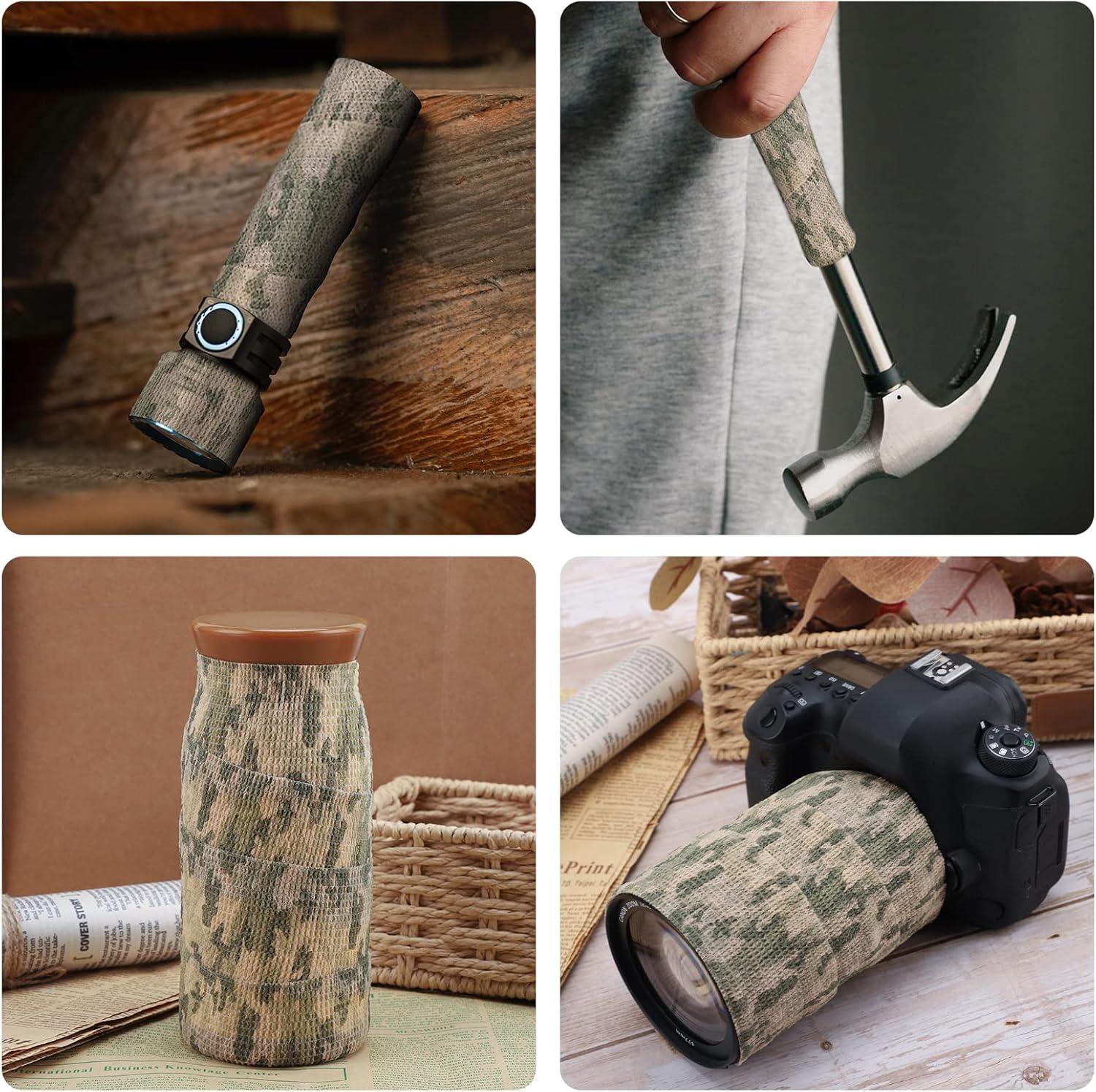imageDROK 410 Roll Camo Tape Wrap Camouflage SelfAdhesive Camo Stick Bandage for Outdoor Sports Climbing Camping 23in x 1476ft for Range Finder Camera Flashlight BicycleGrass