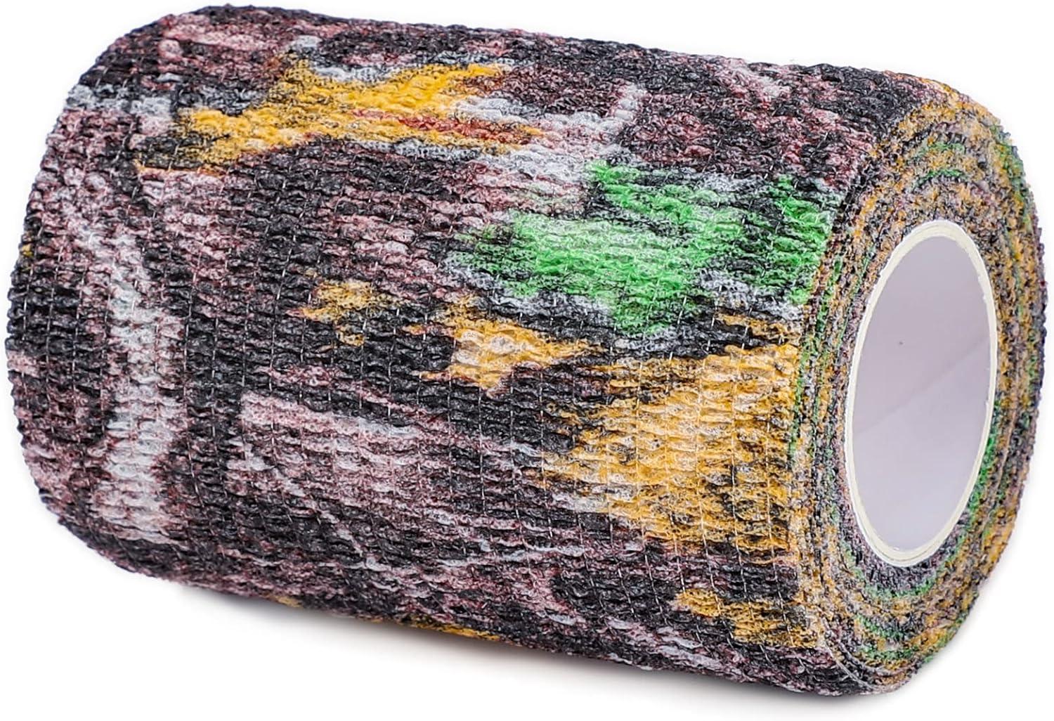 imageDROK 410 Roll Camo Tape Wrap Camouflage SelfAdhesive Camo Stick Bandage for Outdoor Sports Climbing Camping 23in x 1476ft for Range Finder Camera Flashlight BicycleBionic Wood