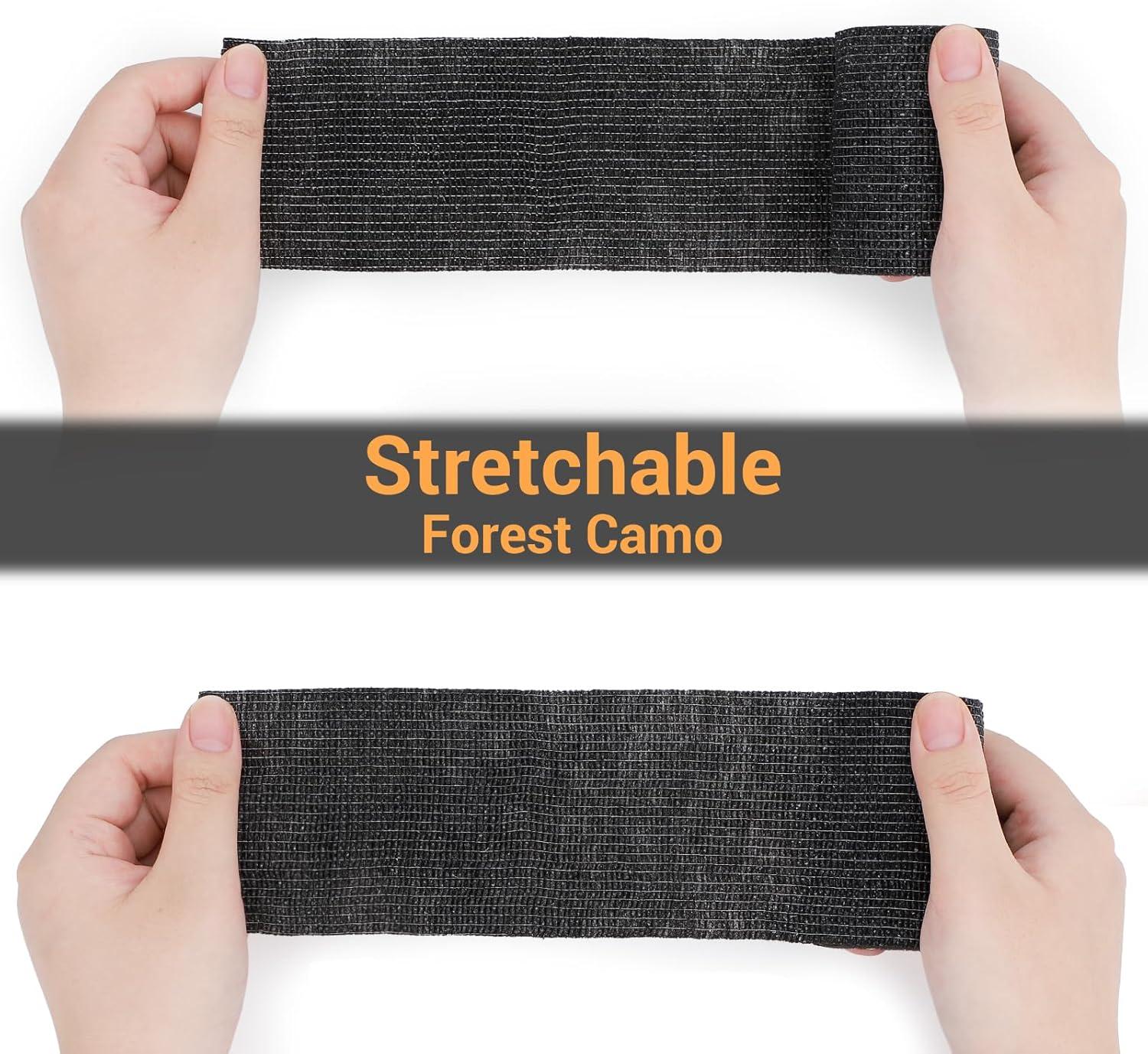 imageDROK 410 Roll Camo Tape Wrap Camouflage SelfAdhesive Camo Stick Bandage for Outdoor Sports Climbing Camping 23in x 1476ft for Range Finder Camera Flashlight BicycleBlack