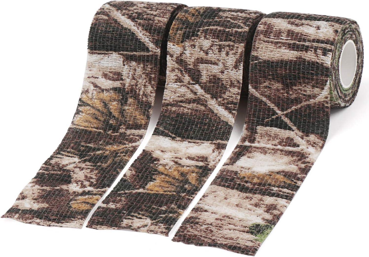 imageDROK 410 Roll Camo Tape Wrap Camouflage SelfAdhesive Camo Stick Bandage for Outdoor Sports Climbing Camping 23in x 1476ft for Range Finder Camera Flashlight BicycleBionic Wood