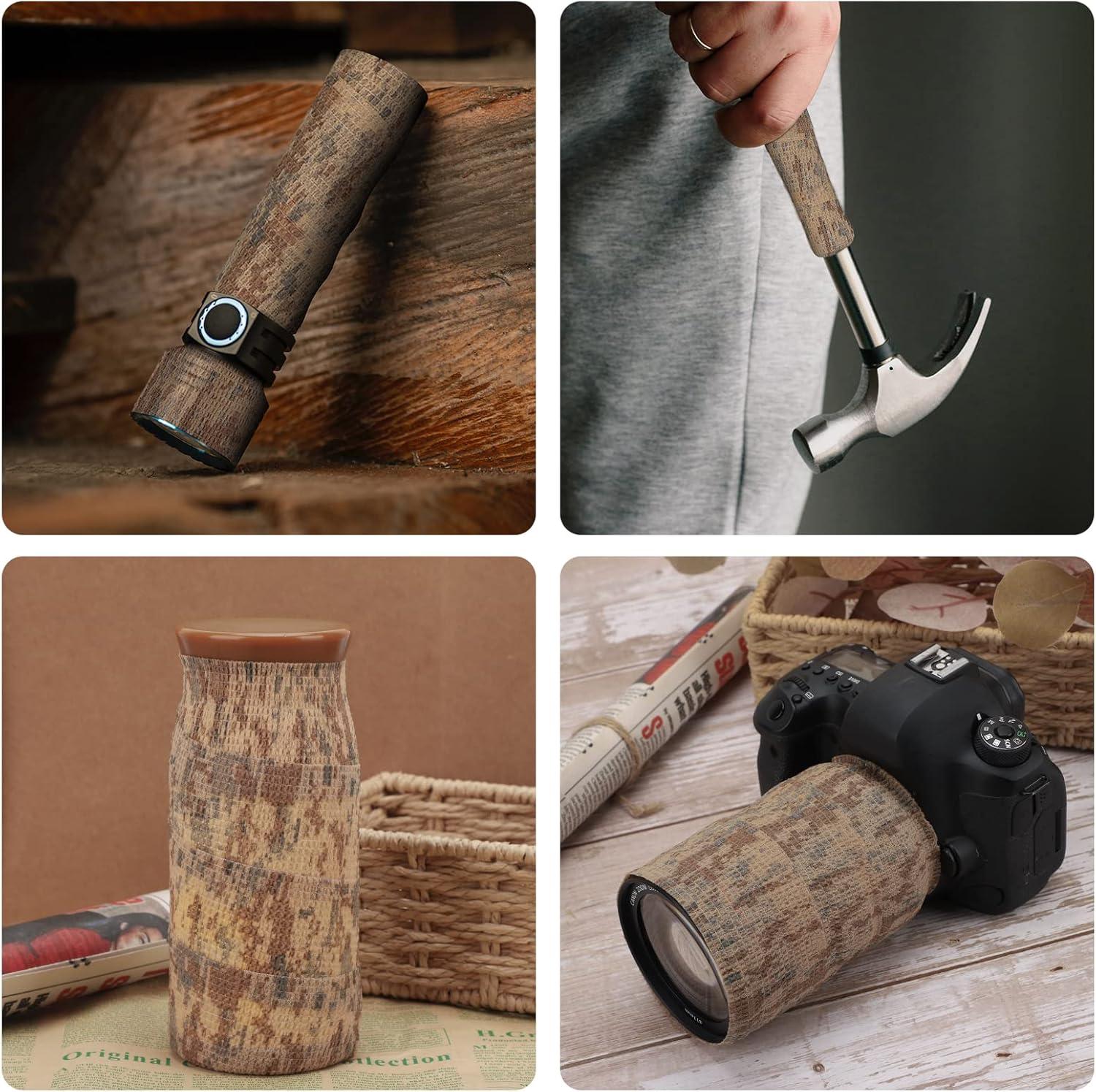 imageDROK 410 Roll Camo Tape Wrap Camouflage SelfAdhesive Camo Stick Bandage for Outdoor Sports Climbing Camping 23in x 1476ft for Range Finder Camera Flashlight BicycleDesert