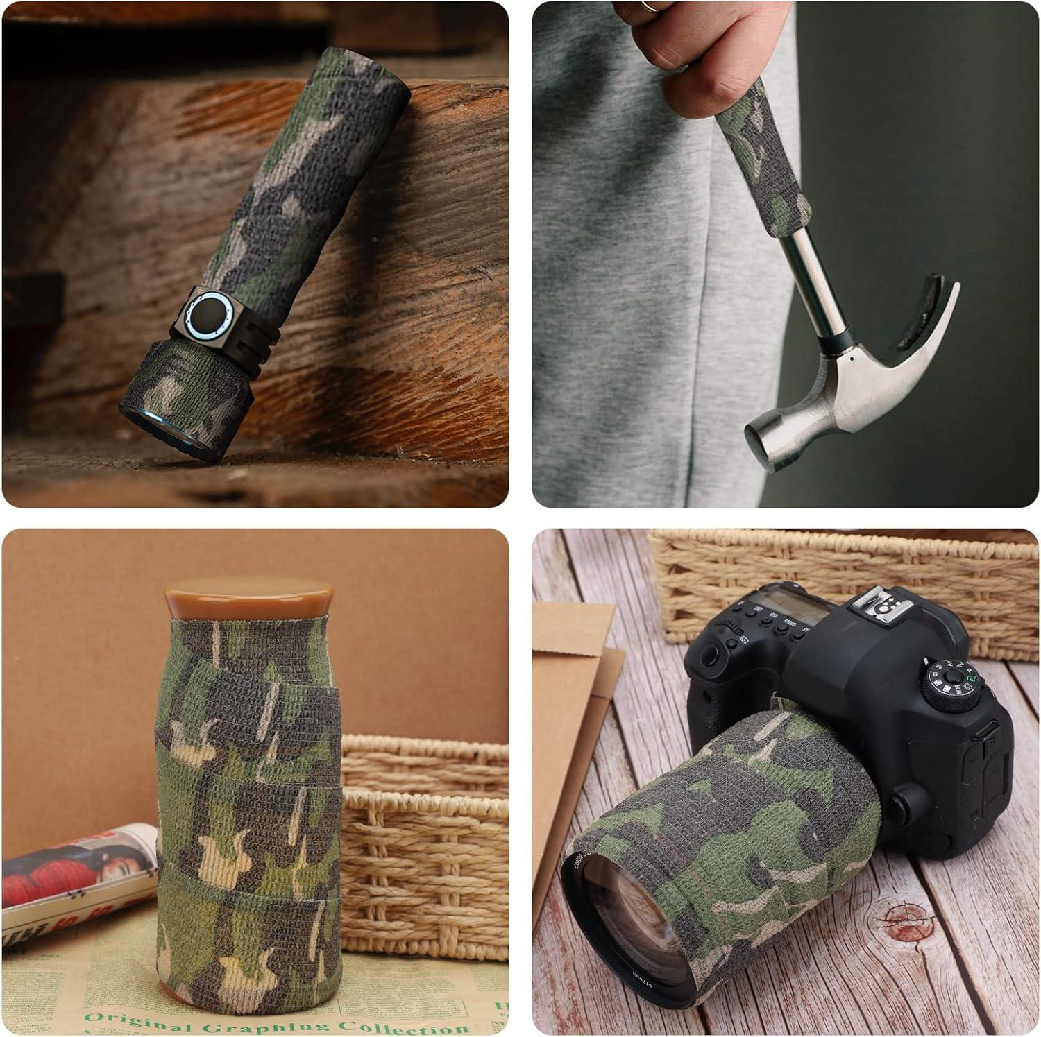 imageDROK 410 Roll Camo Tape Wrap Camouflage SelfAdhesive Camo Stick Bandage for Outdoor Sports Climbing Camping 23in x 1476ft for Range Finder Camera Flashlight BicycleForest