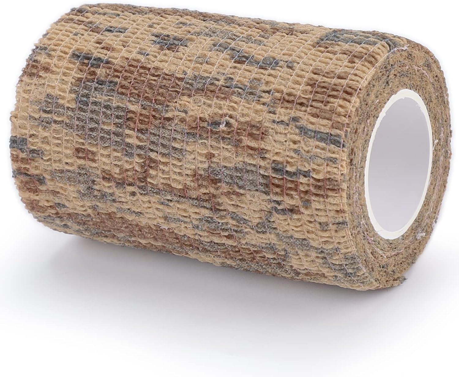 imageDROK 410 Roll Camo Tape Wrap Camouflage SelfAdhesive Camo Stick Bandage for Outdoor Sports Climbing Camping 23in x 1476ft for Range Finder Camera Flashlight BicycleDesert