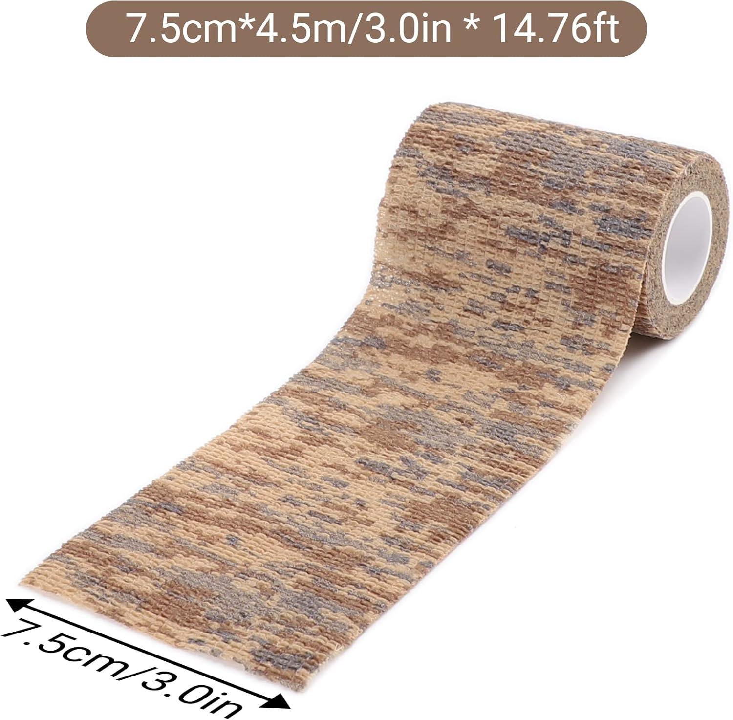 imageDROK 410 Roll Camo Tape Wrap Camouflage SelfAdhesive Camo Stick Bandage for Outdoor Sports Climbing Camping 23in x 1476ft for Range Finder Camera Flashlight BicycleDesert