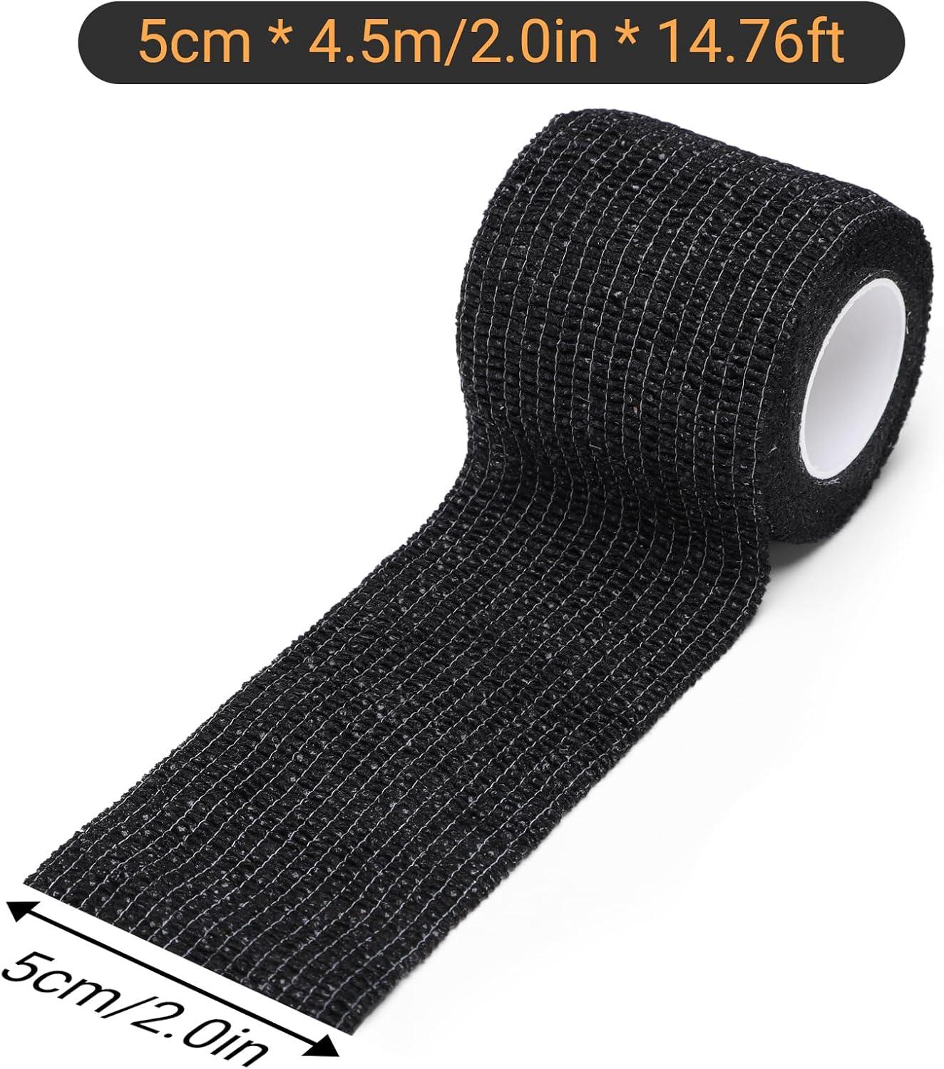 imageDROK 410 Roll Camo Tape Wrap Camouflage SelfAdhesive Camo Stick Bandage for Outdoor Sports Climbing Camping 23in x 1476ft for Range Finder Camera Flashlight BicycleBlack