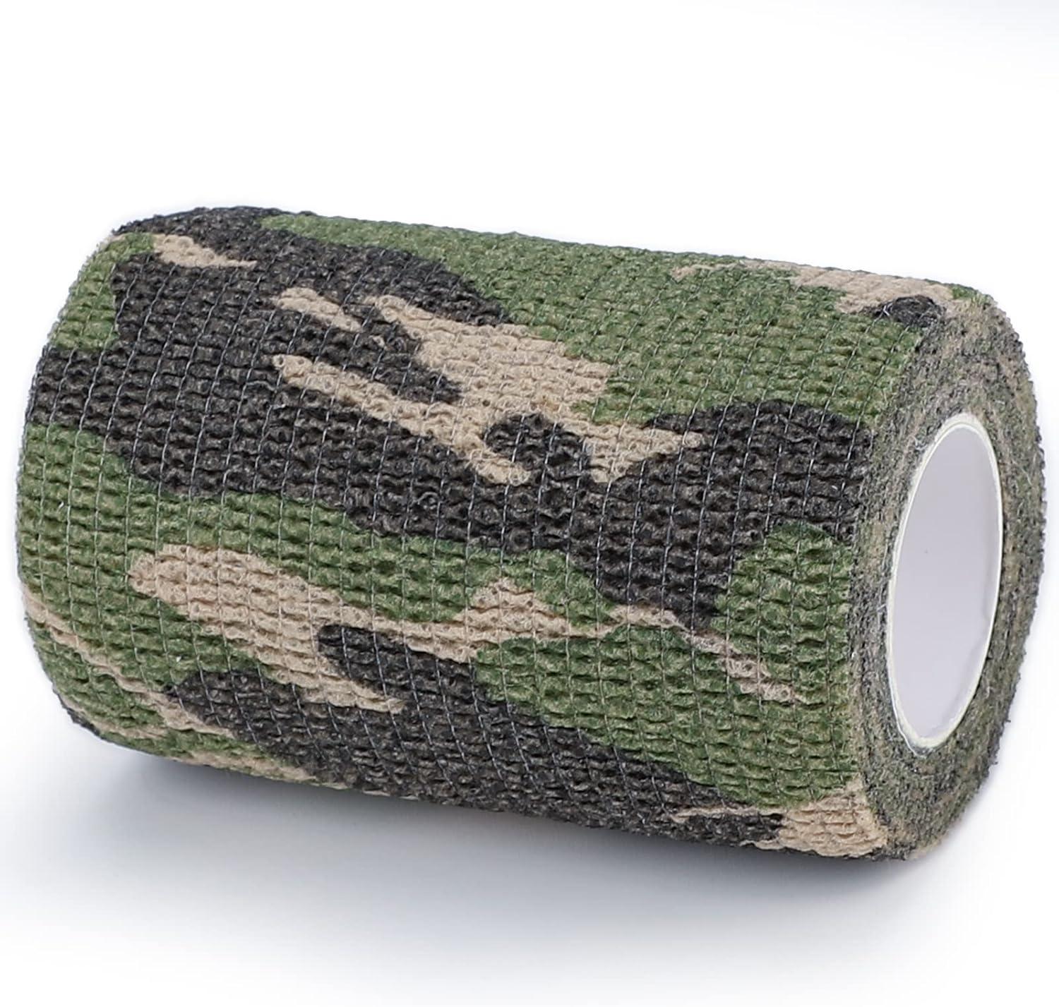 imageDROK 410 Roll Camo Tape Wrap Camouflage SelfAdhesive Camo Stick Bandage for Outdoor Sports Climbing Camping 23in x 1476ft for Range Finder Camera Flashlight BicycleForest