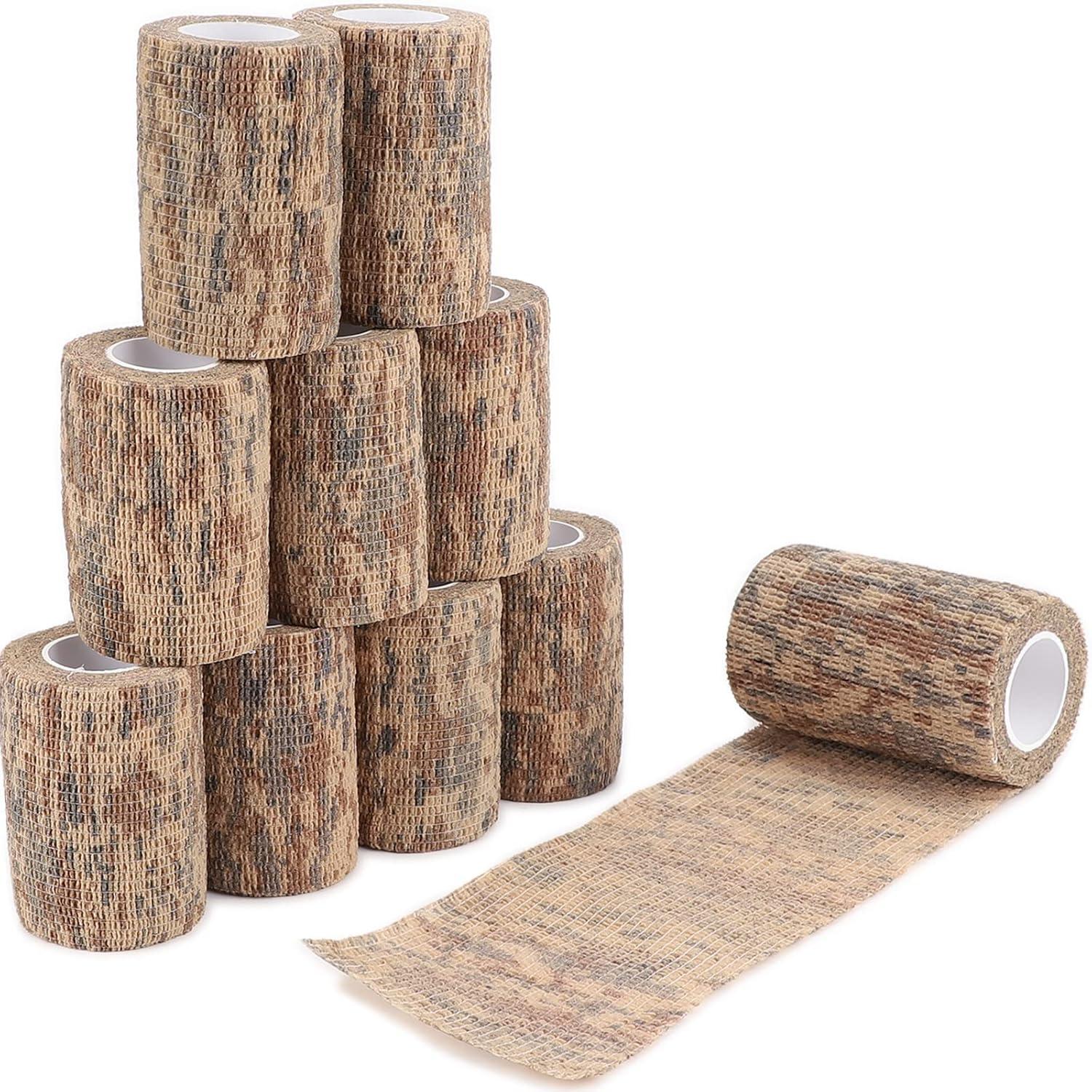 imageDROK 410 Roll Camo Tape Wrap Camouflage SelfAdhesive Camo Stick Bandage for Outdoor Sports Climbing Camping 23in x 1476ft for Range Finder Camera Flashlight BicycleDesert