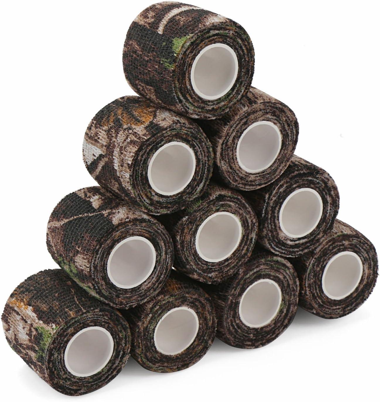 imageDROK 410 Roll Camo Tape Wrap Camouflage SelfAdhesive Camo Stick Bandage for Outdoor Sports Climbing Camping 23in x 1476ft for Range Finder Camera Flashlight BicycleBionic Wood