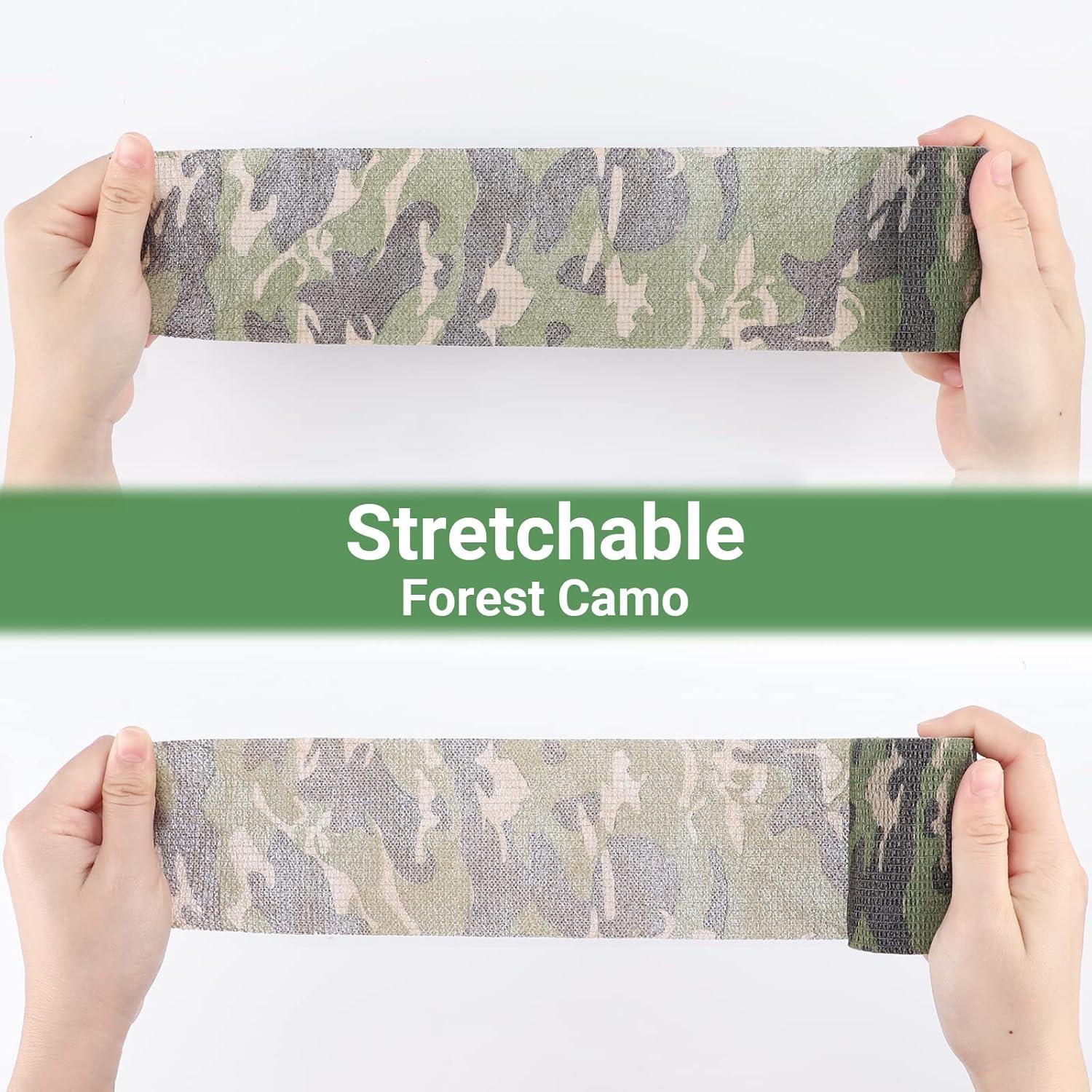 imageDROK 410 Roll Camo Tape Wrap Camouflage SelfAdhesive Camo Stick Bandage for Outdoor Sports Climbing Camping 23in x 1476ft for Range Finder Camera Flashlight BicycleForest