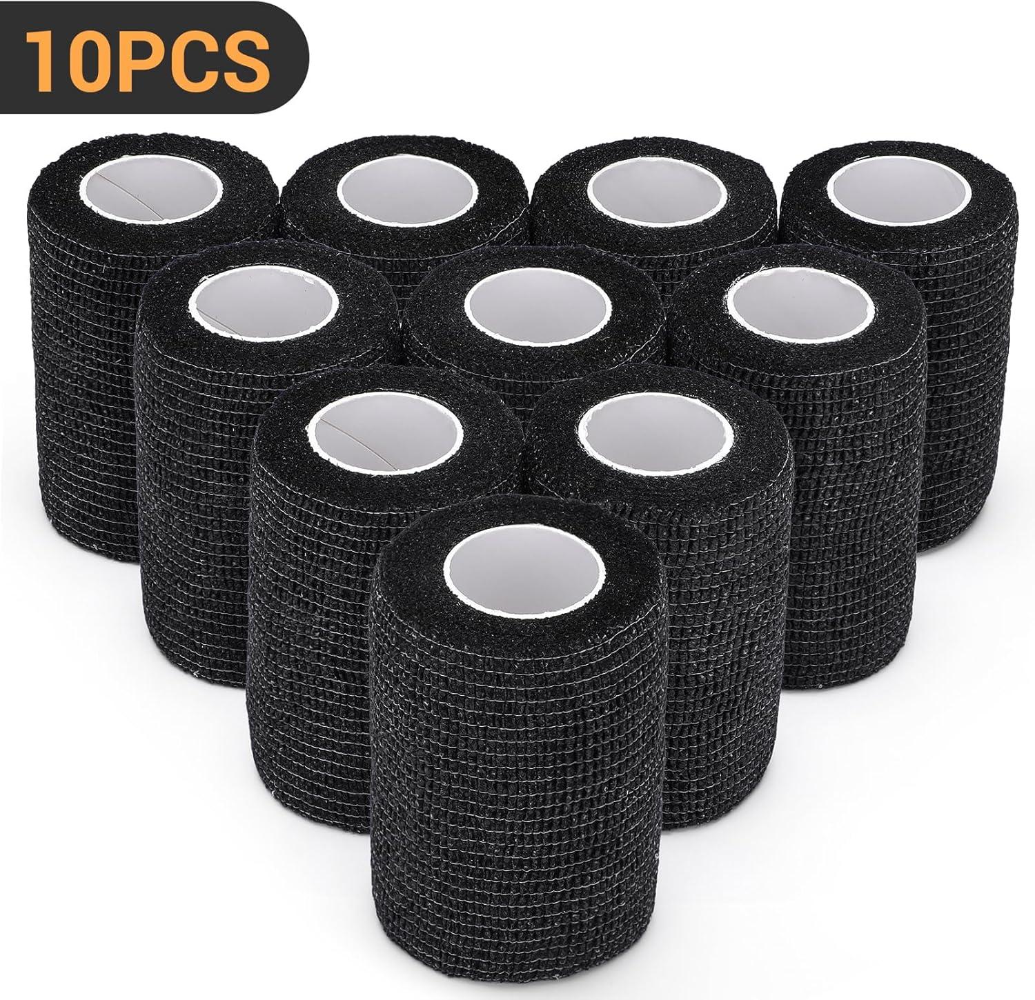 imageDROK 410 Roll Camo Tape Wrap Camouflage SelfAdhesive Camo Stick Bandage for Outdoor Sports Climbing Camping 23in x 1476ft for Range Finder Camera Flashlight BicycleBlack