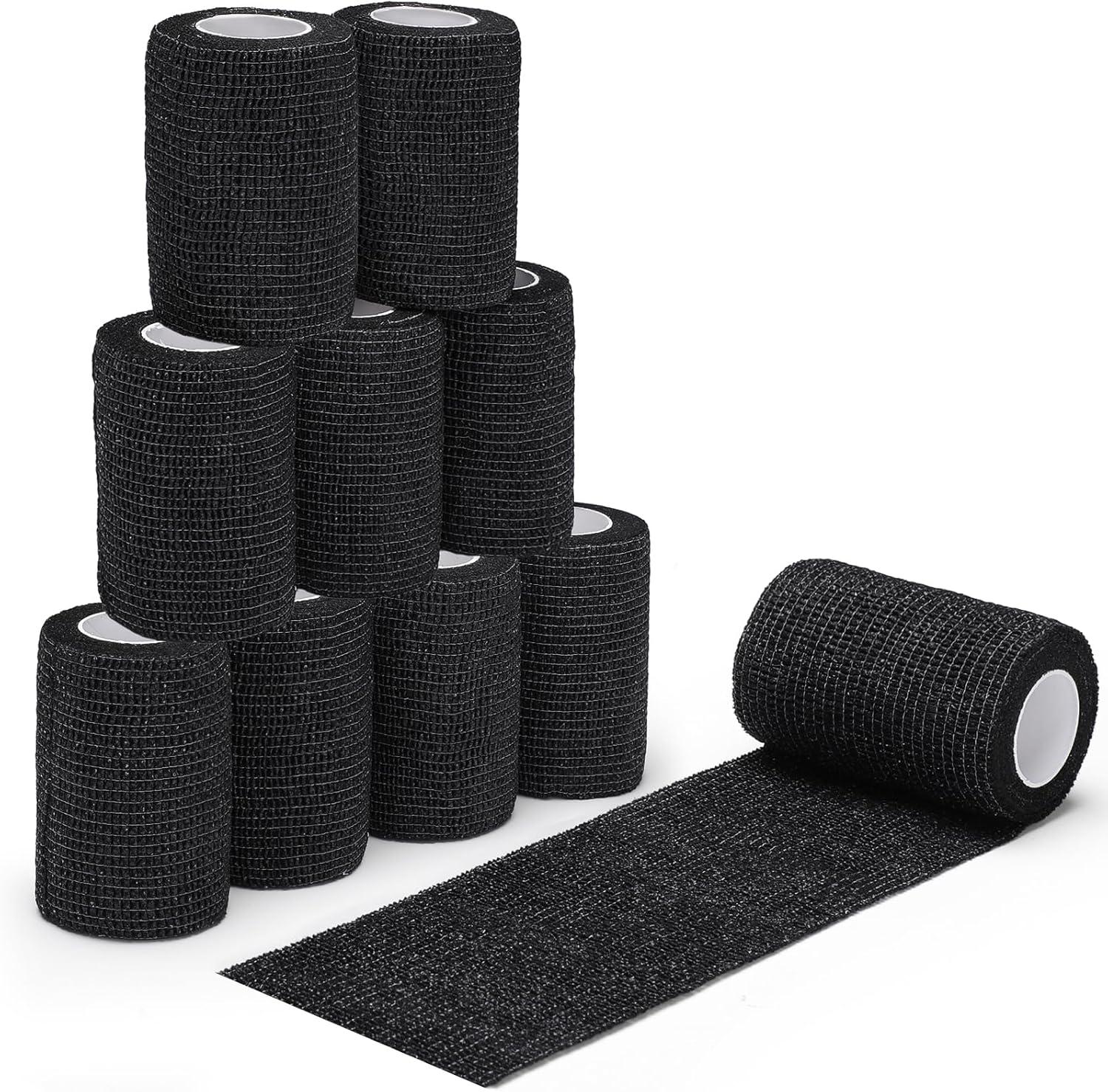 imageDROK 410 Roll Camo Tape Wrap Camouflage SelfAdhesive Camo Stick Bandage for Outdoor Sports Climbing Camping 23in x 1476ft for Range Finder Camera Flashlight BicycleBlack