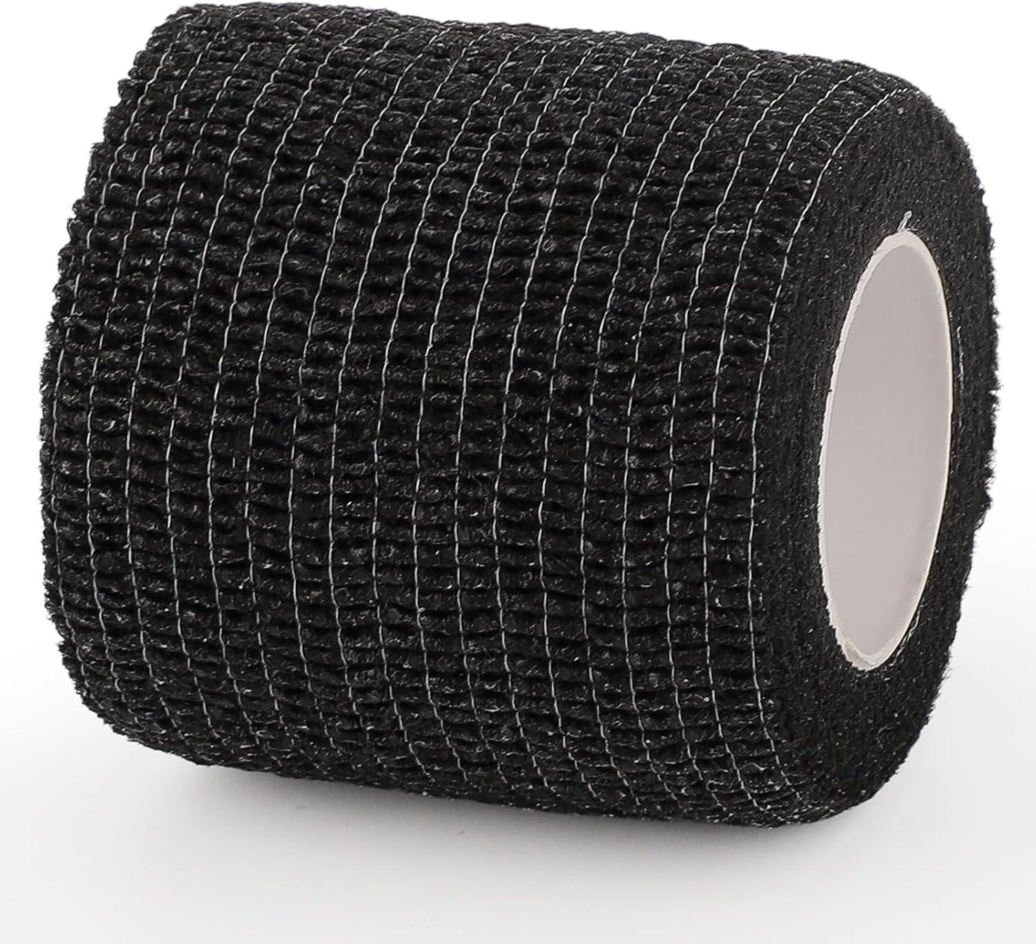imageDROK 410 Roll Camo Tape Wrap Camouflage SelfAdhesive Camo Stick Bandage for Outdoor Sports Climbing Camping 23in x 1476ft for Range Finder Camera Flashlight BicycleBlack