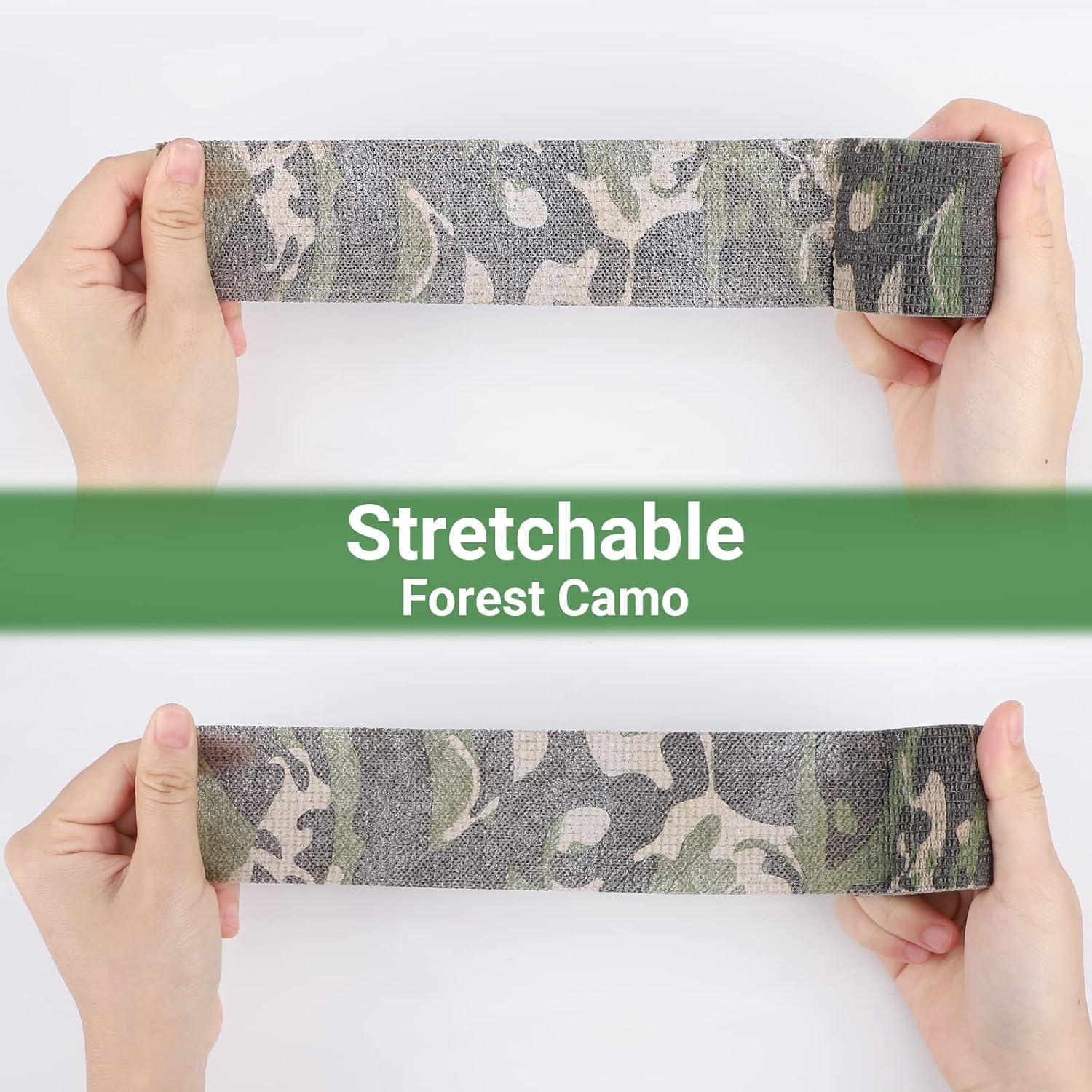 imageDROK 410 Roll Camo Tape Wrap Camouflage SelfAdhesive Camo Stick Bandage for Outdoor Sports Climbing Camping 23in x 1476ft for Range Finder Camera Flashlight BicycleForest