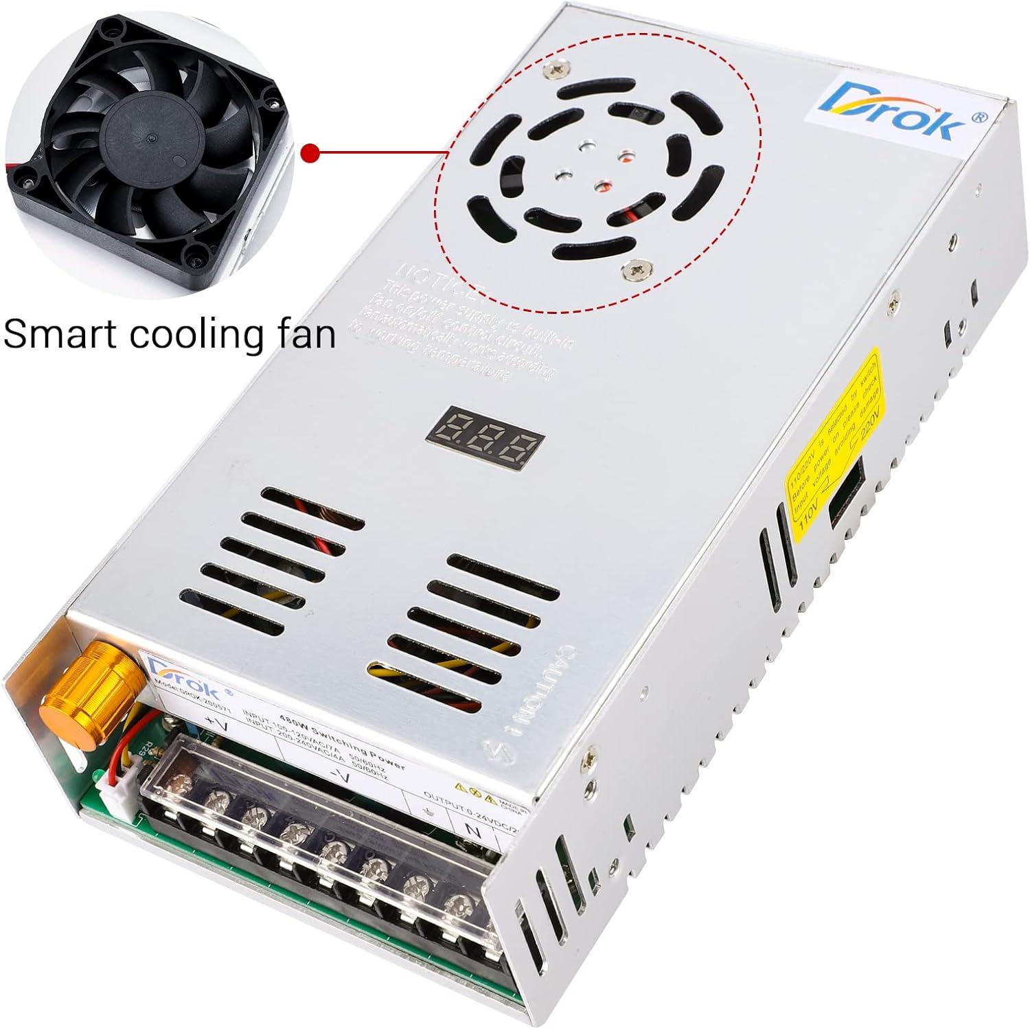 imageDROK 48V Power Supply AC 110V220V to DC 048V 10A 480W Buck Converter Adjustable Variable LED Adapter Regulated 5V 12V 24V 30V 36V 48V Volt Voltage Transformer 10A Amp Charger for Lab CCTVSingle Display Fix Current