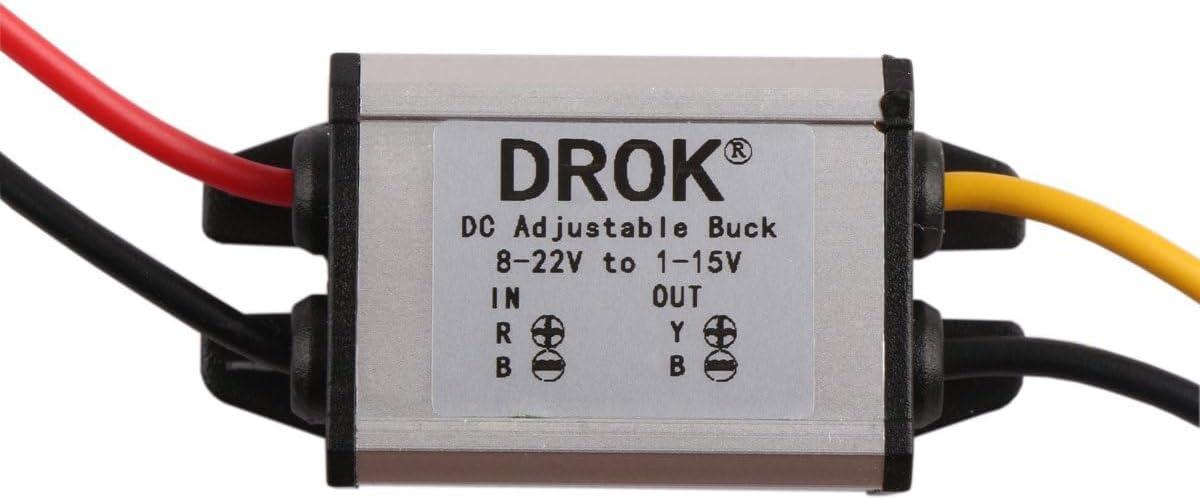 imageDROK 5V DC Converter 2pcs Waterproof DC Buck Converter 8V22V 12 V Step Down to 3V15V 6V 9V 3A Adjustable Power Supply Voltage Regulator Module
