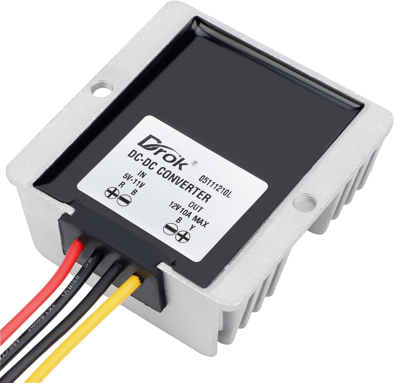 imageDROK 5V to 12V Step Up Converter  Waterproof DC Boost Converter 12V Voltage Regulator 1A 12W Power Supply for Solar Panels10A