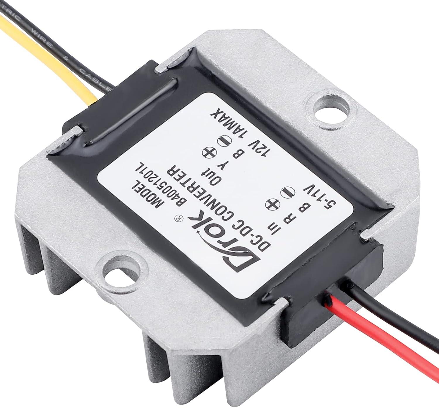 imageDROK 5V to 12V Step Up Converter  Waterproof DC Boost Converter 12V Voltage Regulator 1A 12W Power Supply for Solar Panels1A