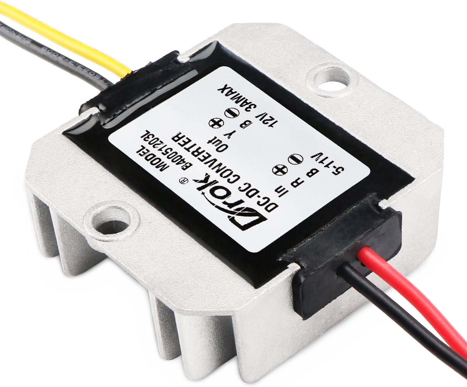 imageDROK 5V to 12V Step Up Converter  Waterproof DC Boost Converter 12V Voltage Regulator 1A 12W Power Supply for Solar Panels3A