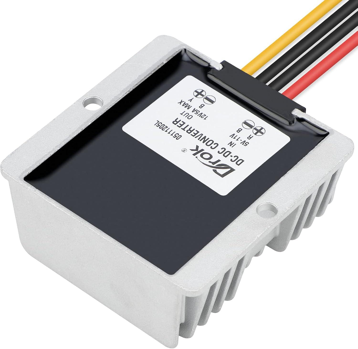 imageDROK 5V to 12V Step Up Converter  Waterproof DC Boost Converter 12V Voltage Regulator 1A 12W Power Supply for Solar Panels5A