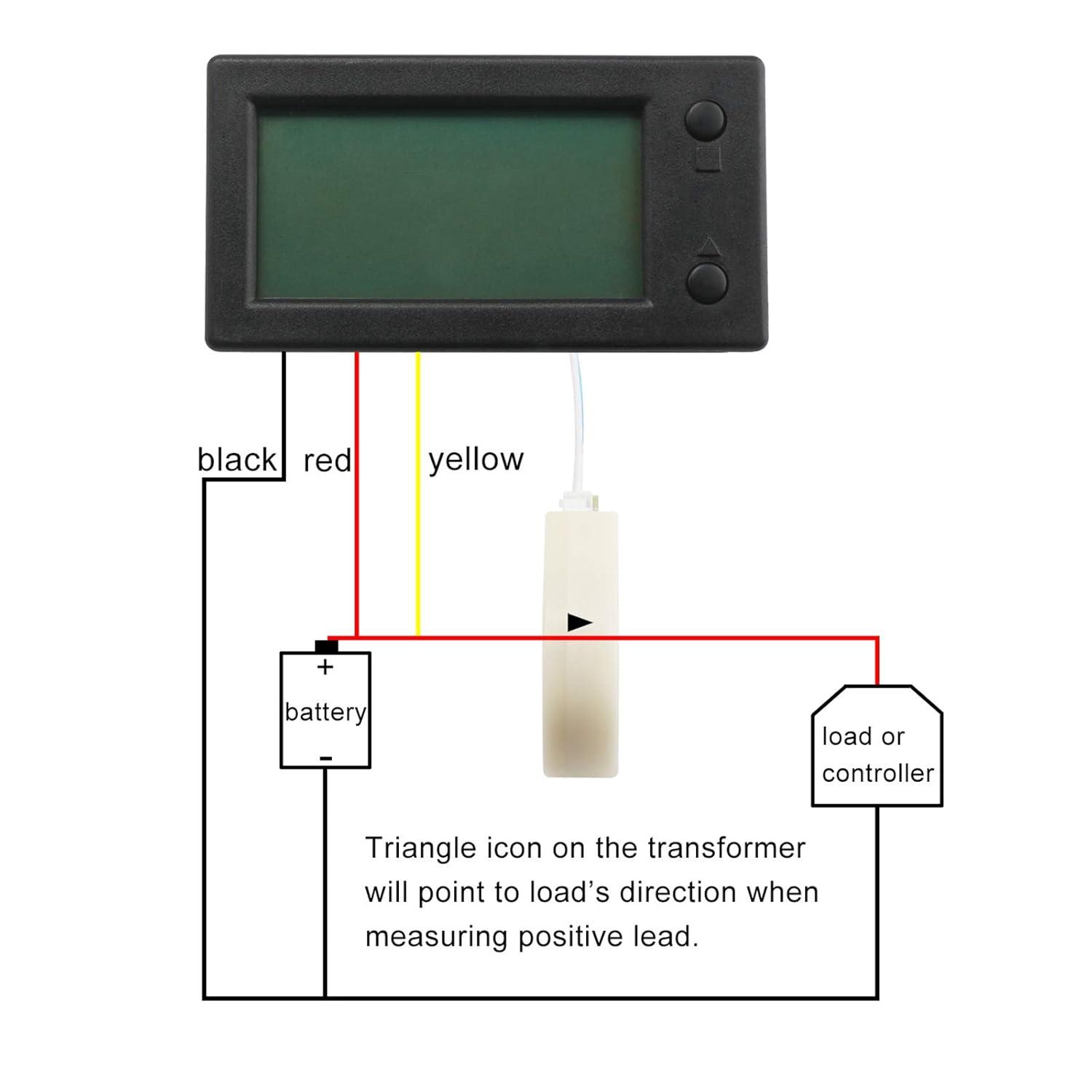 imageDROK Battery Monitor Amp Volt Power Watt Meter DC 0300V 200A STN LCD Display Panel Meter Current Voltage Energy Capacity Ammeter Voltmeter Multimeter Gauge with Hall Sensor 25m Shielde98425m Cable