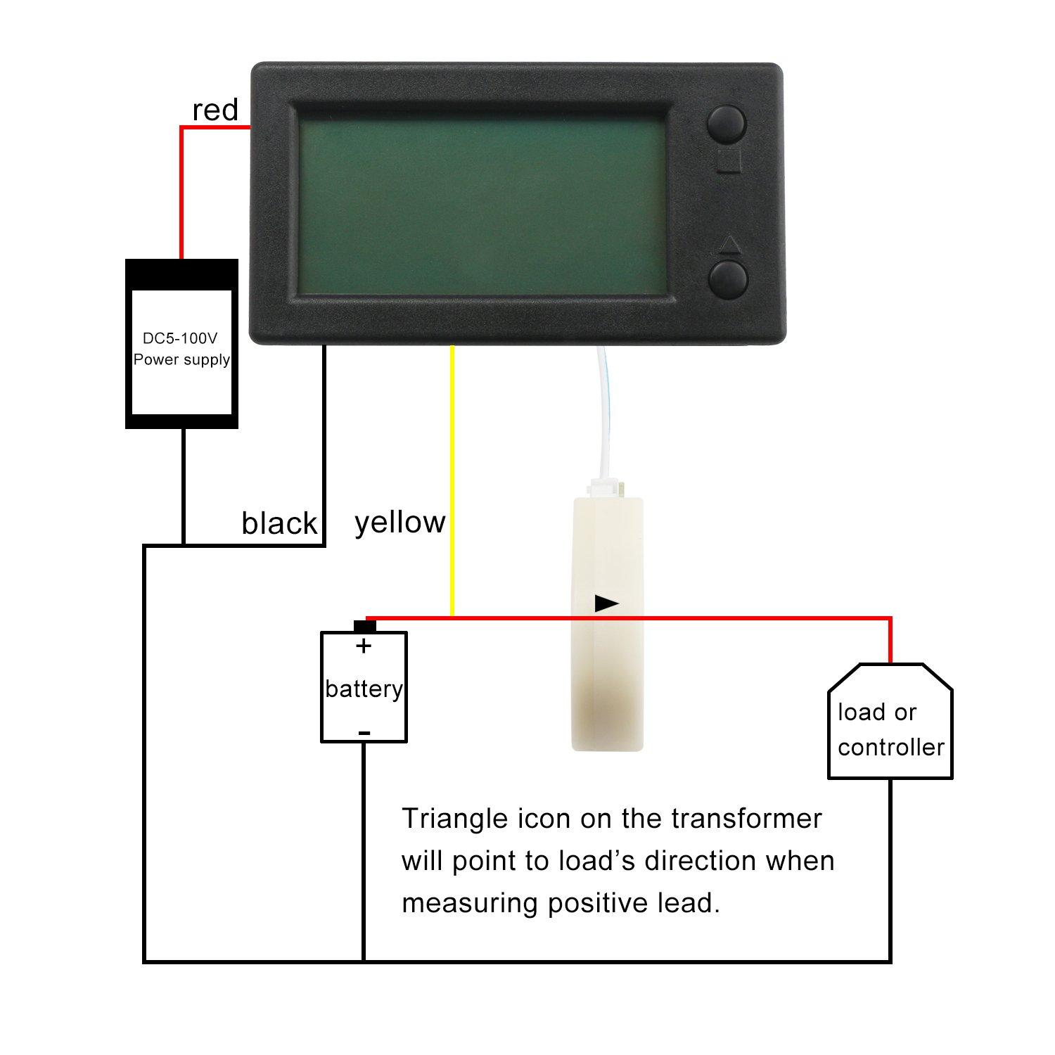 imageDROK Battery Monitor Amp Volt Power Watt Meter DC 0300V 200A STN LCD Display Panel Meter Current Voltage Energy Capacity Ammeter Voltmeter Multimeter Gauge with Hall Sensor 25m Shielde19705m Cable