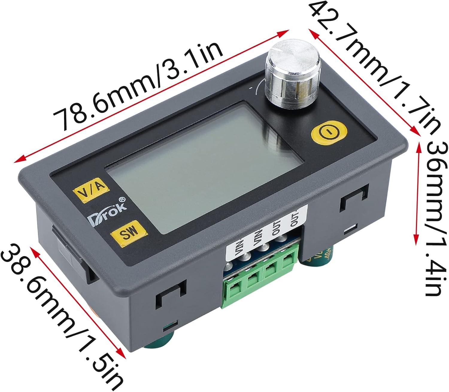 imageDROK Buck Boost Converter DC 636V to 0636V Adjustable Voltage Regulator 5A 80W Step Up Step Down Converter LCD Display Power Supply for Solar Panel RV35W