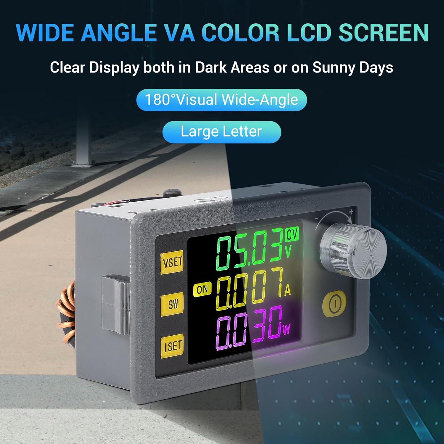 imageDROK Buck Boost Converter DC 636V to 0636V Adjustable Voltage Regulator 5A 80W Step Up Step Down Converter LCD Display Power Supply for Solar Panel RV60W
