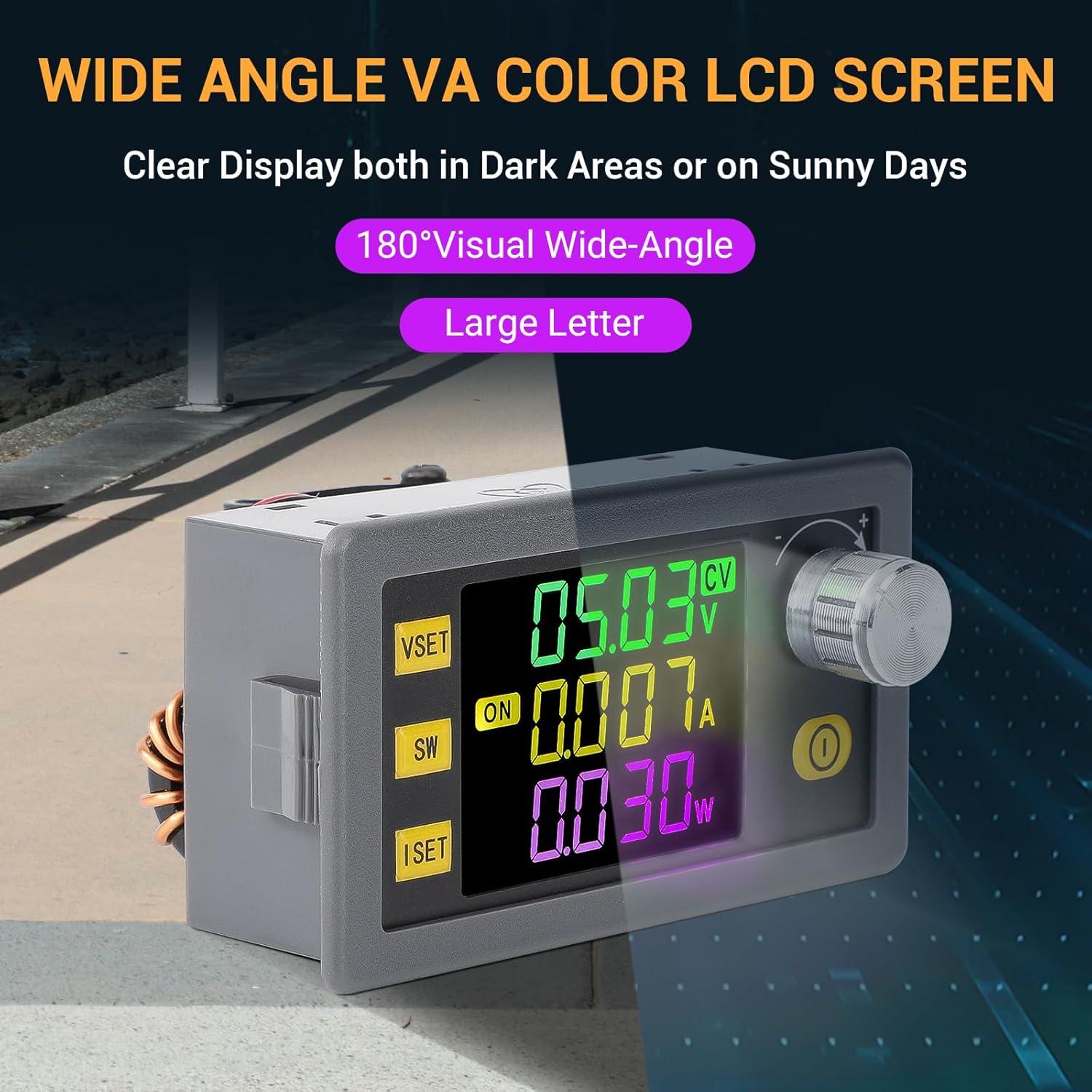 imageDROK Buck Boost Converter DC 636V to 0636V Adjustable Voltage Regulator 5A 80W Step Up Step Down Converter LCD Display Power Supply for Solar Panel RV120W