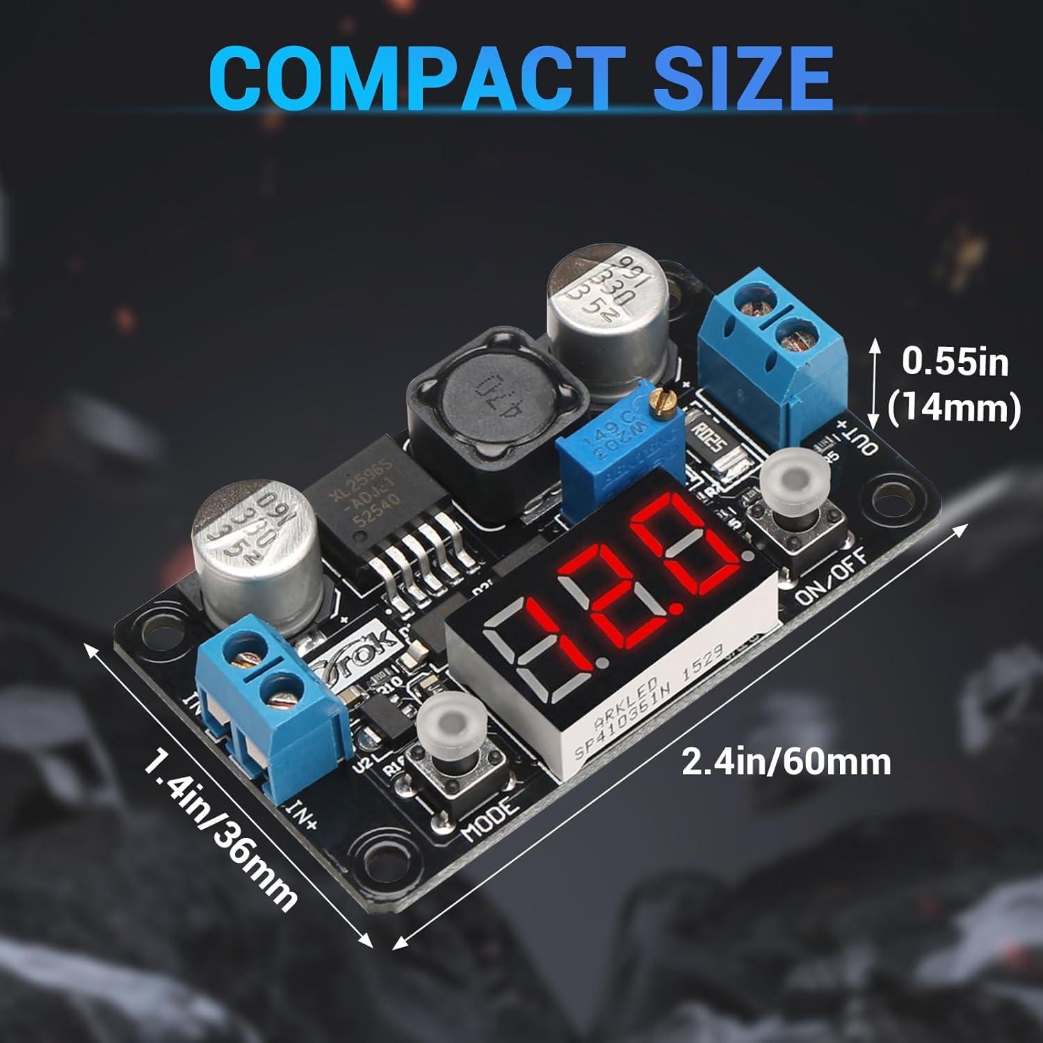 imageDROK Buck Converter 24v to 5v DC 432V to 12530V 3A Adjustable Step Down Module LM2596 Voltage Regulator Board 12V to 5 V LED Power Supply Transformer