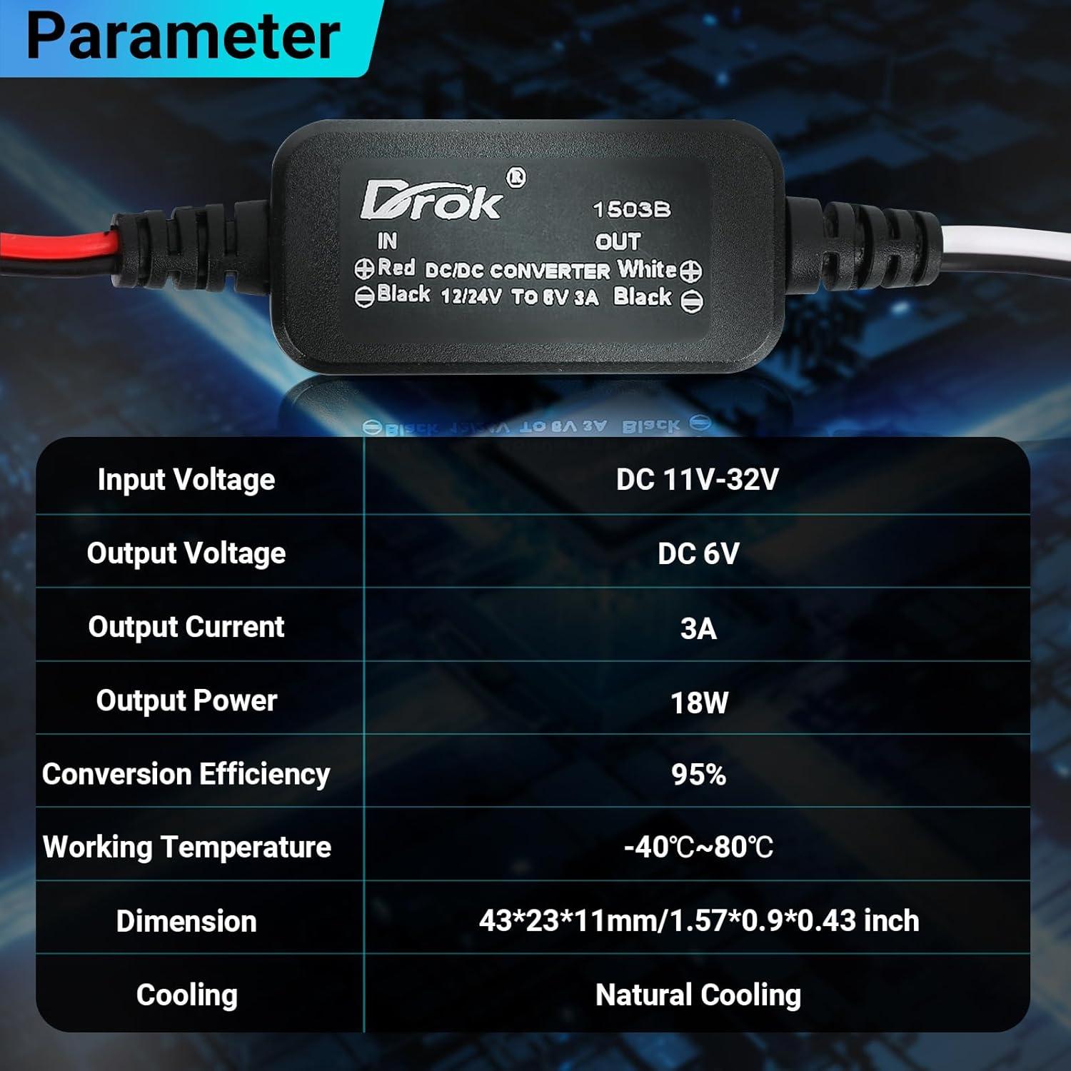 imageDROK Buck Converter DC 1132V to 75V 3A Voltage Regulator Step Down Converter Power Supply for Vehicle Car Truck RV Solar Panel12V24V to 6V