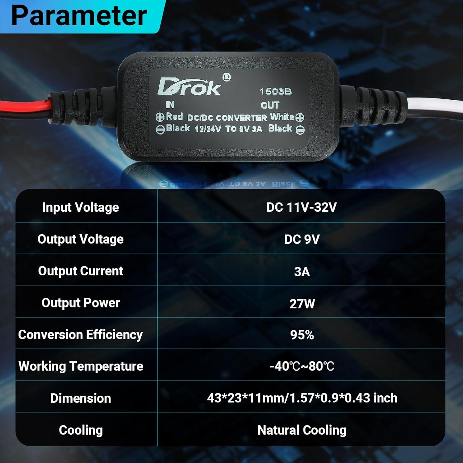 imageDROK Buck Converter DC 1132V to 75V 3A Voltage Regulator Step Down Converter Power Supply for Vehicle Car Truck RV Solar Panel12V24V to 9V