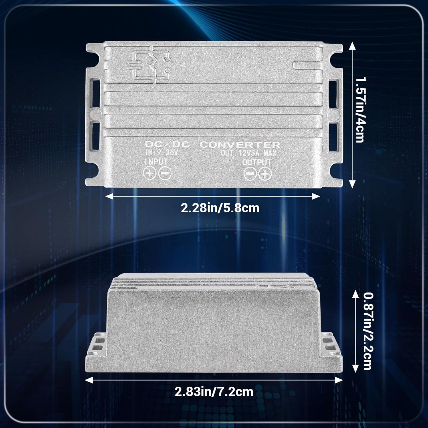 imageDROK DC Buck Boost Converter 936V to 12V 5A 60W Step Up Step Down Converter 24V 12V DC Power Supply Adjustable Voltage Regulator for Solar Panels RV936V to 12V 3A
