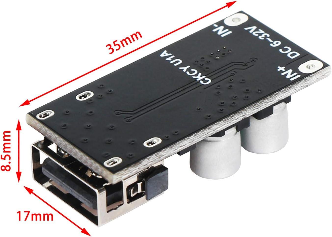 imageDROK DC Buck Converter 12V to 5V Step Down Converter Voltage Regulator 9V36V to 5V 356A Pack of 2 BlueBlack Mini4pcs