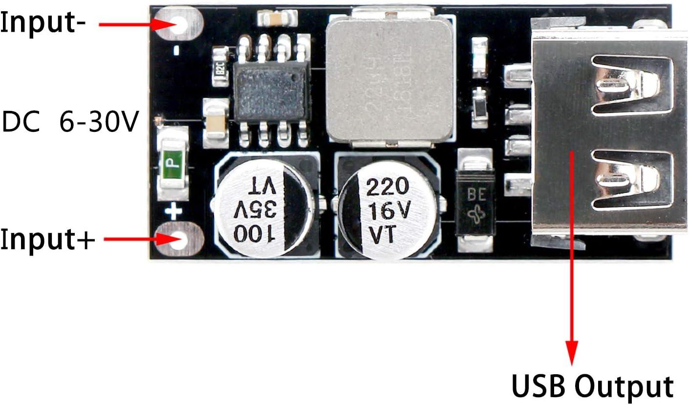 imageDROK DC Buck Converter 12V to 5V Step Down Converter Voltage Regulator 9V36V to 5V 356A Pack of 2 BlueBlack Mini4pcs