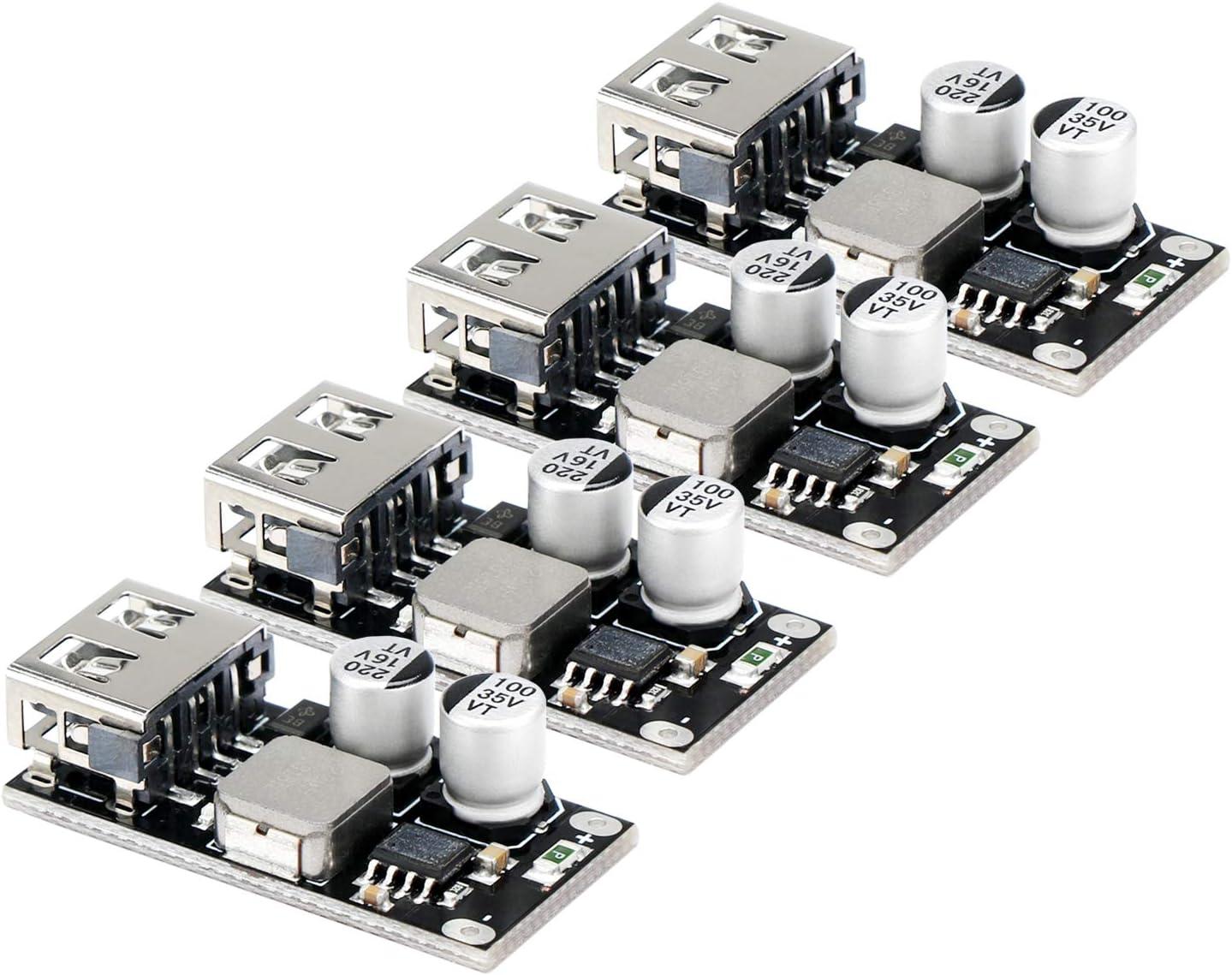 imageDROK DC Buck Converter 12V to 5V Step Down Converter Voltage Regulator 9V36V to 5V 356A Pack of 2 BlueBlack Mini4pcs