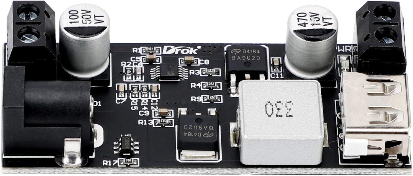 imageDROK DC Buck Converter 12V to 5V Step Down Converter Voltage Regulator 9V36V to 5V 356A Pack of 2 BlueBlack1pcs